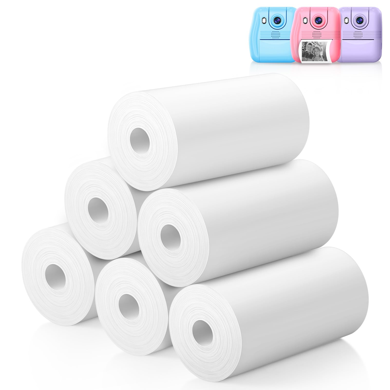 Kids Instant Print Camera with 6 Rolls of Print Paper - Fun & Easy-to-Use Toy Camera for Children's Birthday Parties, Travel & Creative Play