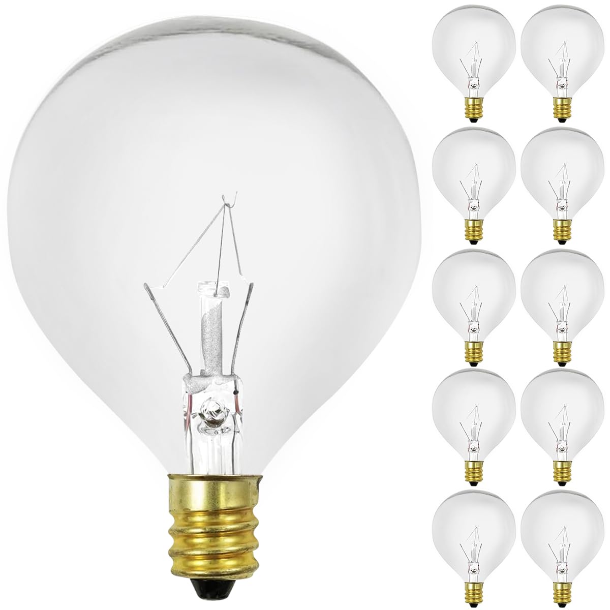 40W G16.5 Wax Warmer Bulbs - E12 Candelabra Base 120V Incandescent Light Bulbs (10 Pack) - 2700K Warm White, 380 Lumens, 2.75 Inch Round Shape - Perfect for Scentsy Warmers, Chandeliers & Home Fragrance Systems