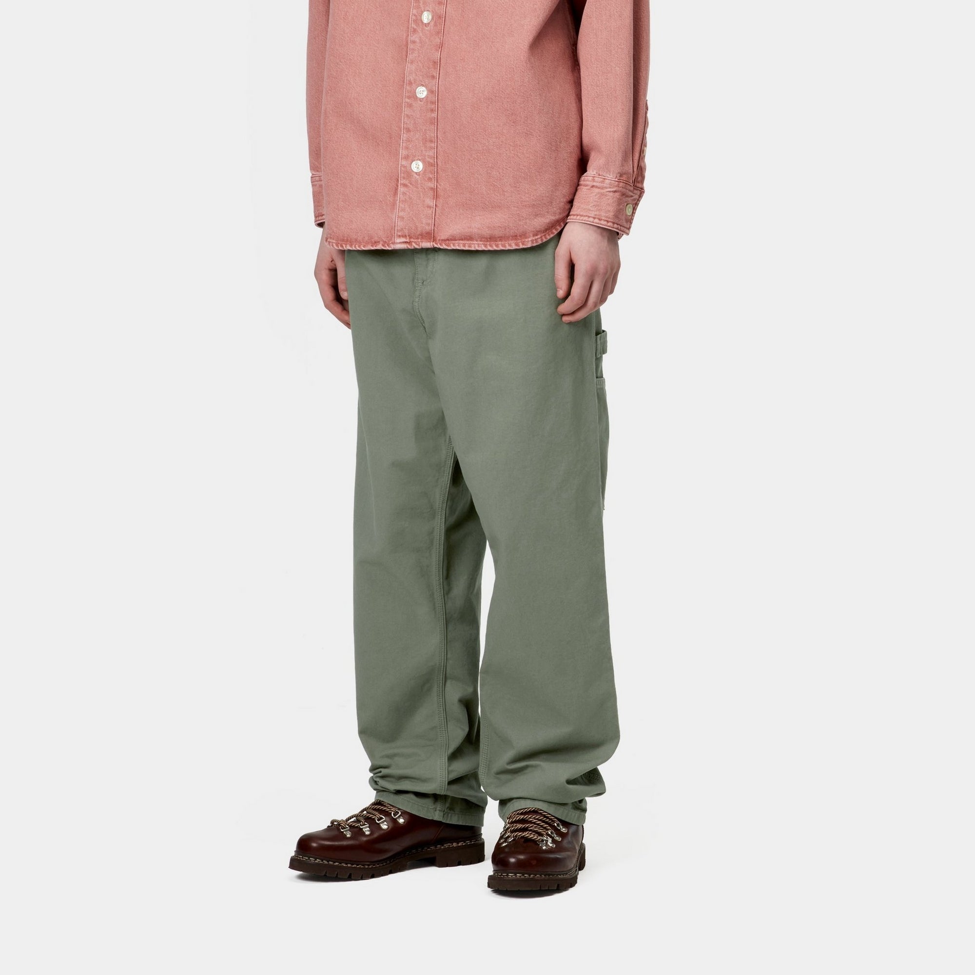 Single Knee Work Pants - Durable Drill Fabric | Park (Garment Dyed) for Construction, Hiking & Outdoor Activities