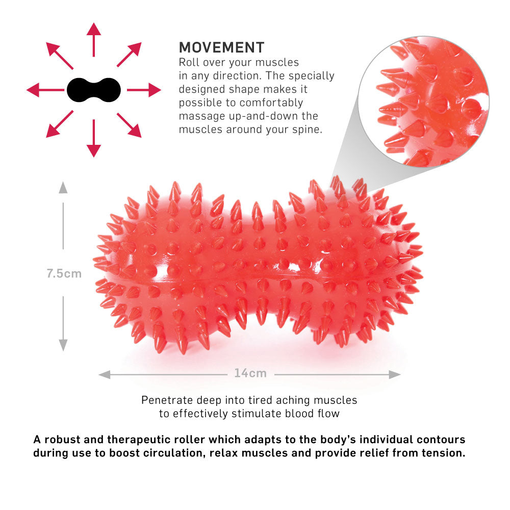 66Fit Peanut Spiky Massage Ball - Deep Tissue Muscle Roller for Back, Neck & Foot Pain Relief - Portable Massage Tool for Athletes, Yoga & Physical Therapy