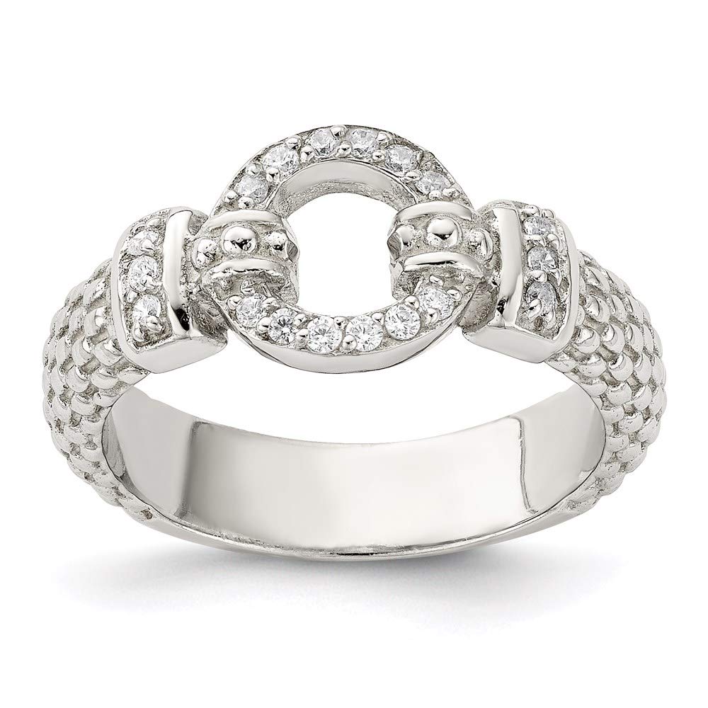 925 Sterling Silver Cubic Zirconia Textured Ring for Women - Elegant Fine Jewelry Gift for Her - Perfect for Anniversaries, Birthdays & Special Occasions