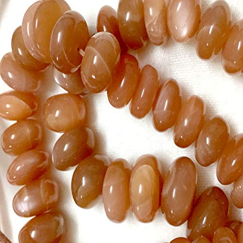 Premium Moonstone Roundel Beads - Chocolate, Peach & White Moonstone Polished Gemstone Beads for Jewelry Making | DIY Necklace, Bracelet & Craft Projects