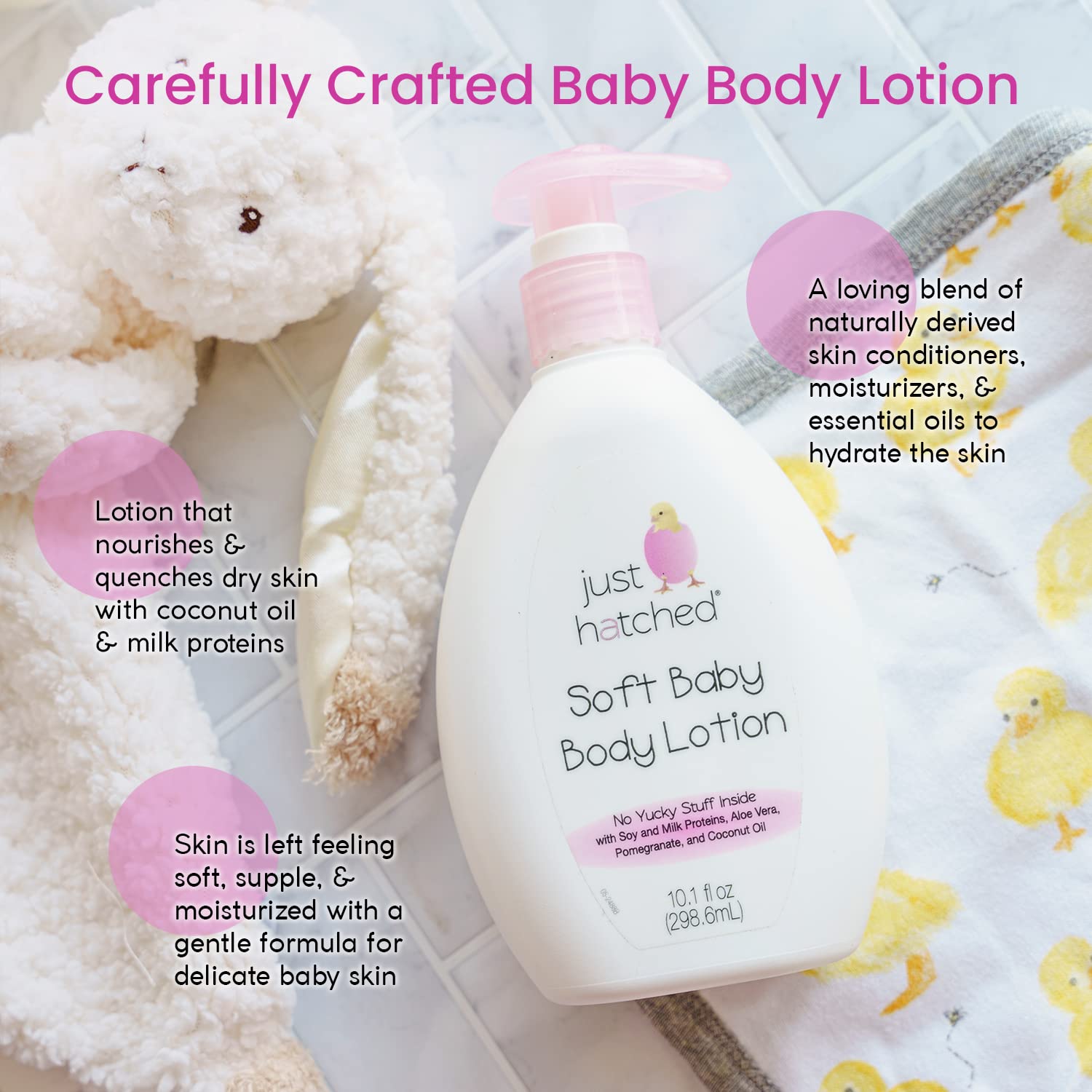 Organic Baby Lotion for Sensitive Skin - Hypoallergenic & Fragrance-Free Daily Moisturizer with Essential Oils | Soothing & Calming Formula | 10.1 fl oz | Perfect for Newborns, Eczema & Dry Skin Care