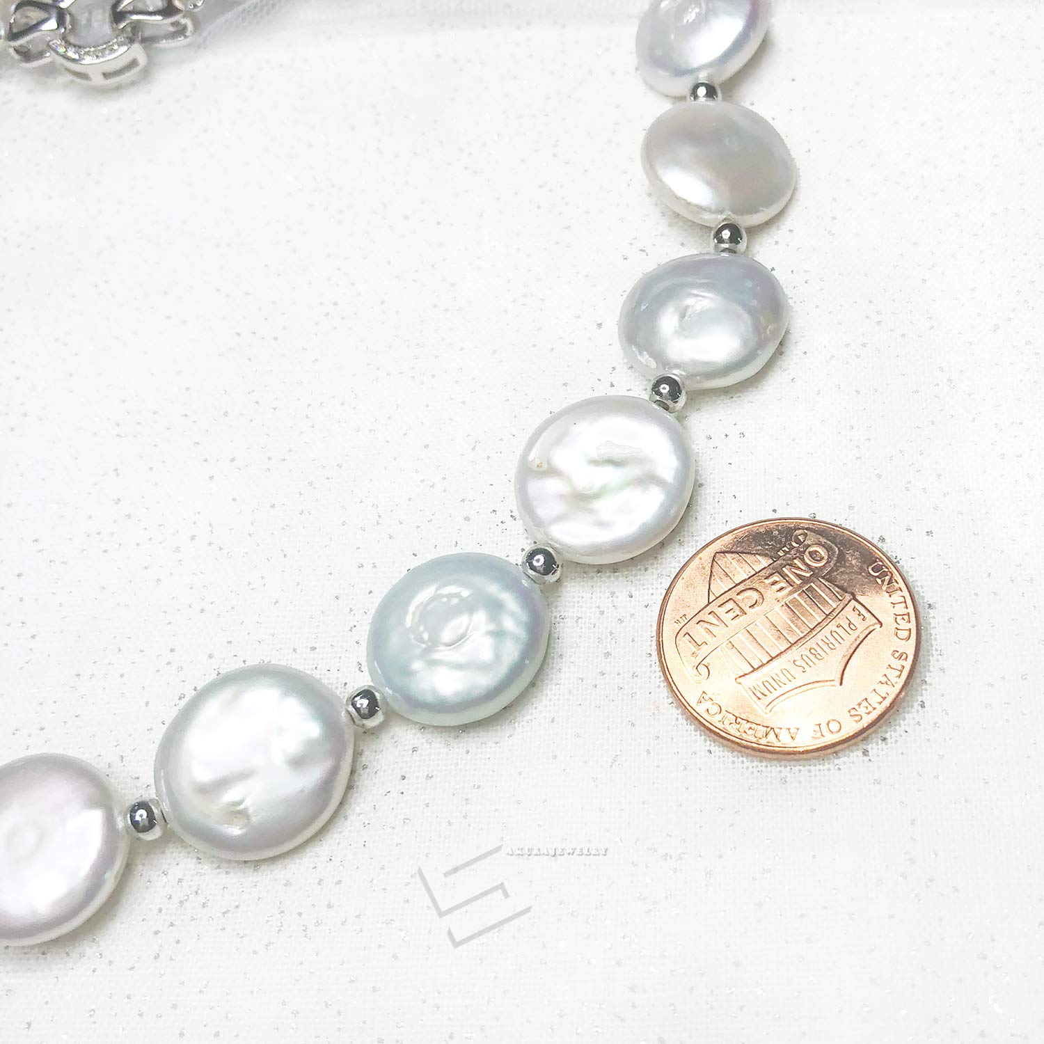 Elegant Coin Pearls & Sterling Silver Choker Necklace – Freshwater Cultured Biwa Pearls with Secure Silver Clasp | Perfect for Bridal, Wedding, and Special Occasions