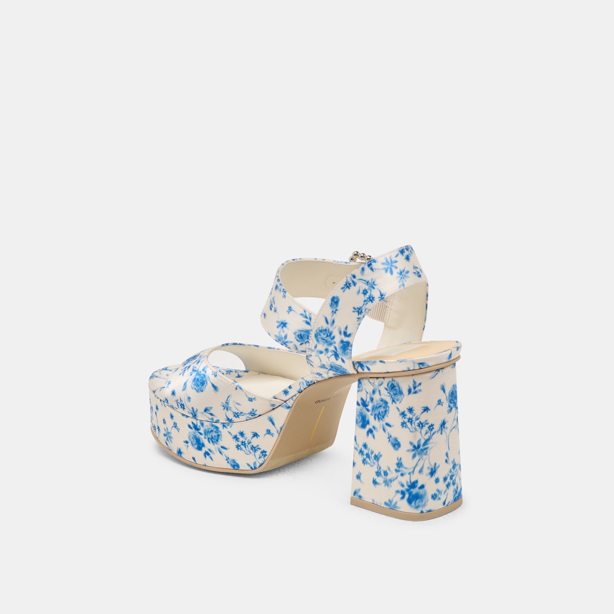 Bobby Pearl Heels - Blue Floral Satin Women's High Heels for Party, Wedding & Evening Wear - Elegant Dress Shoes for Prom, Cocktail & Special Occasions