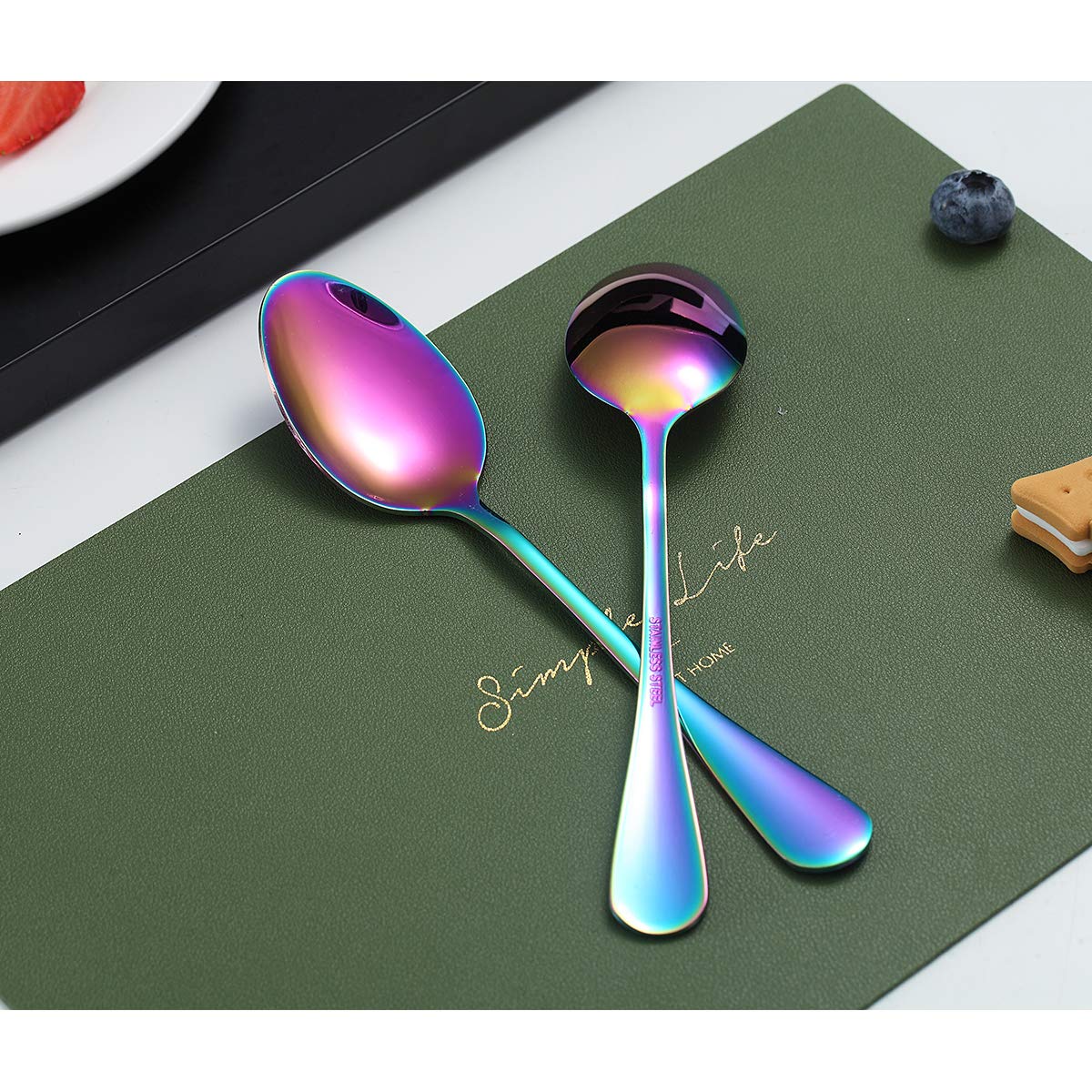 Kyraton 6-Piece Rainbow Titanium-Plated Stainless Steel Teaspoons (6.7