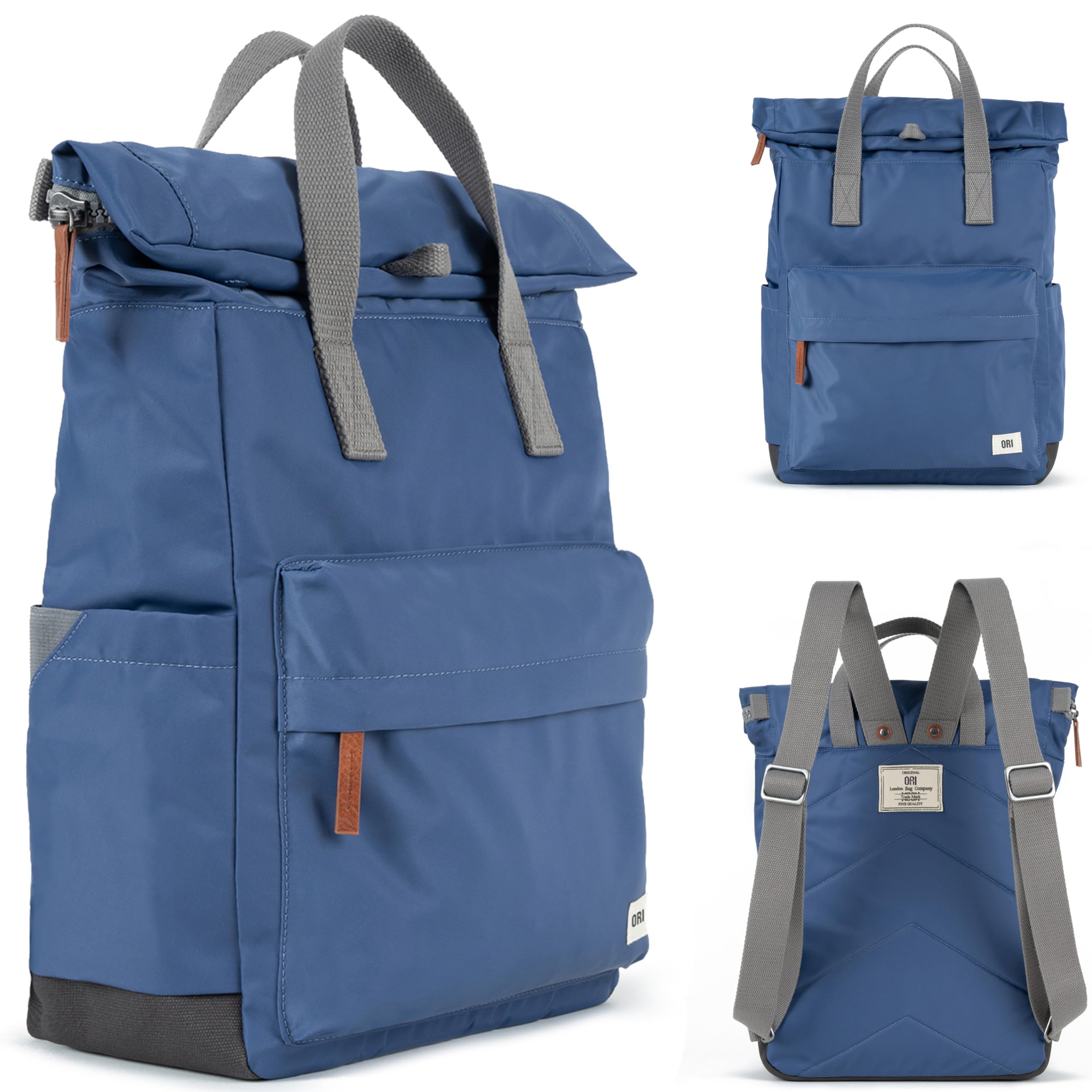 ORI LONDON Travel Backpack - Waterproof Nylon Rolltop Laptop Backpack for Men & Women - 15.6 Inch Laptop Compartment - Perfect for Work, Commute & Outdoor Adventures - The Canfield, Burnt Blue