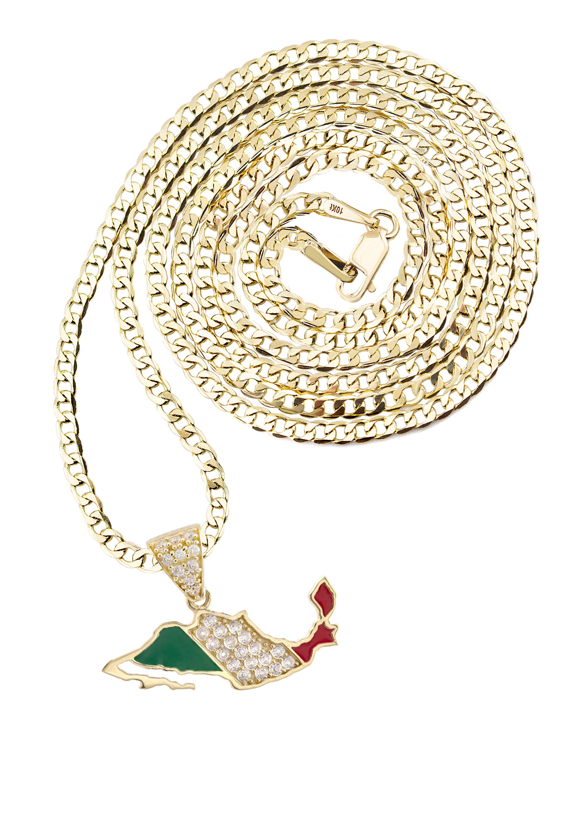 10K Yellow Gold Italy Flag Pendant Necklace for Women - 1.3 Inch Italian Charm Jewelry Gift - Perfect for Italian Heritage Pride, Birthday & Anniversary Celebrations