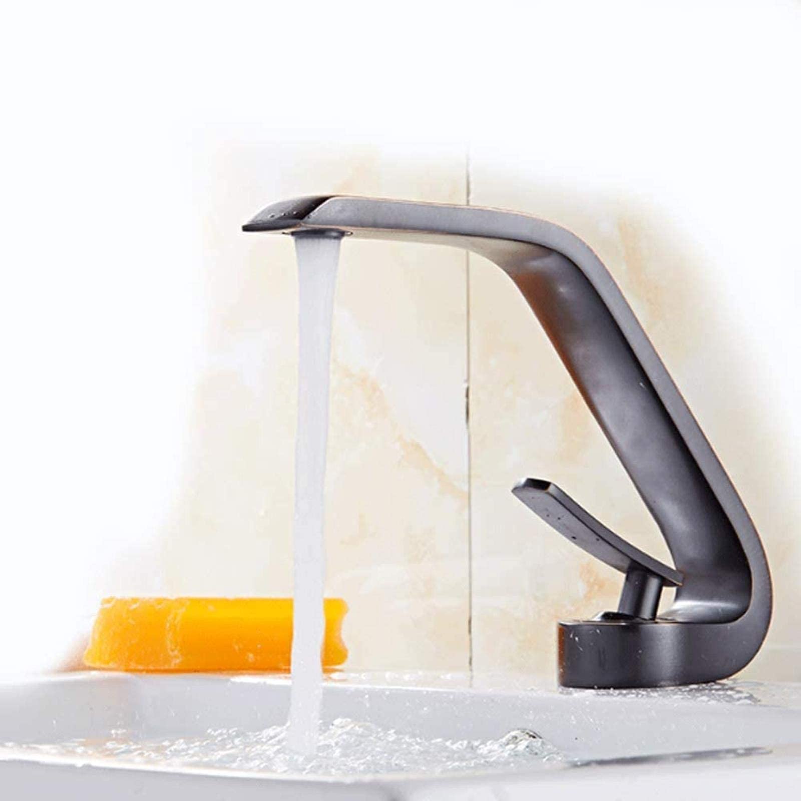 Modern Single Lever Bathroom Sink Faucet - Black Matte Finish Straight Spout Hot & Cold Water Mixer Tap for Home, Hotel, Restaurant (Kitchen, Bathroom, Washroom Use)