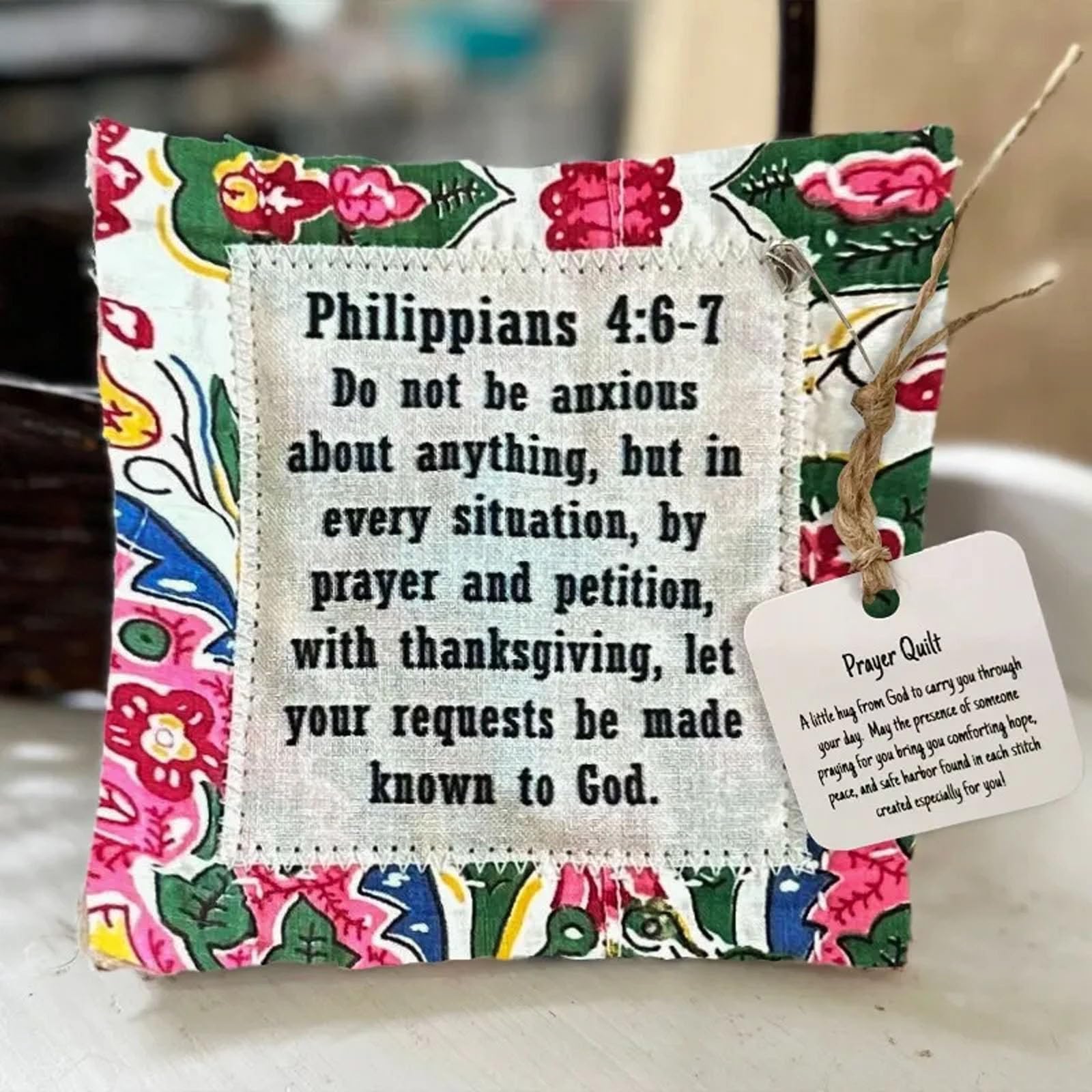 Handmade Prayer Quilt with Cross Inside - Colorful Pocket Prayer Quilt & Mini Scripture Quilt - Sympathy & Remembrance Gift for Comfort & Spiritual Support - Perfect for Church, Hospital Visits, and Thoughtful Gifting