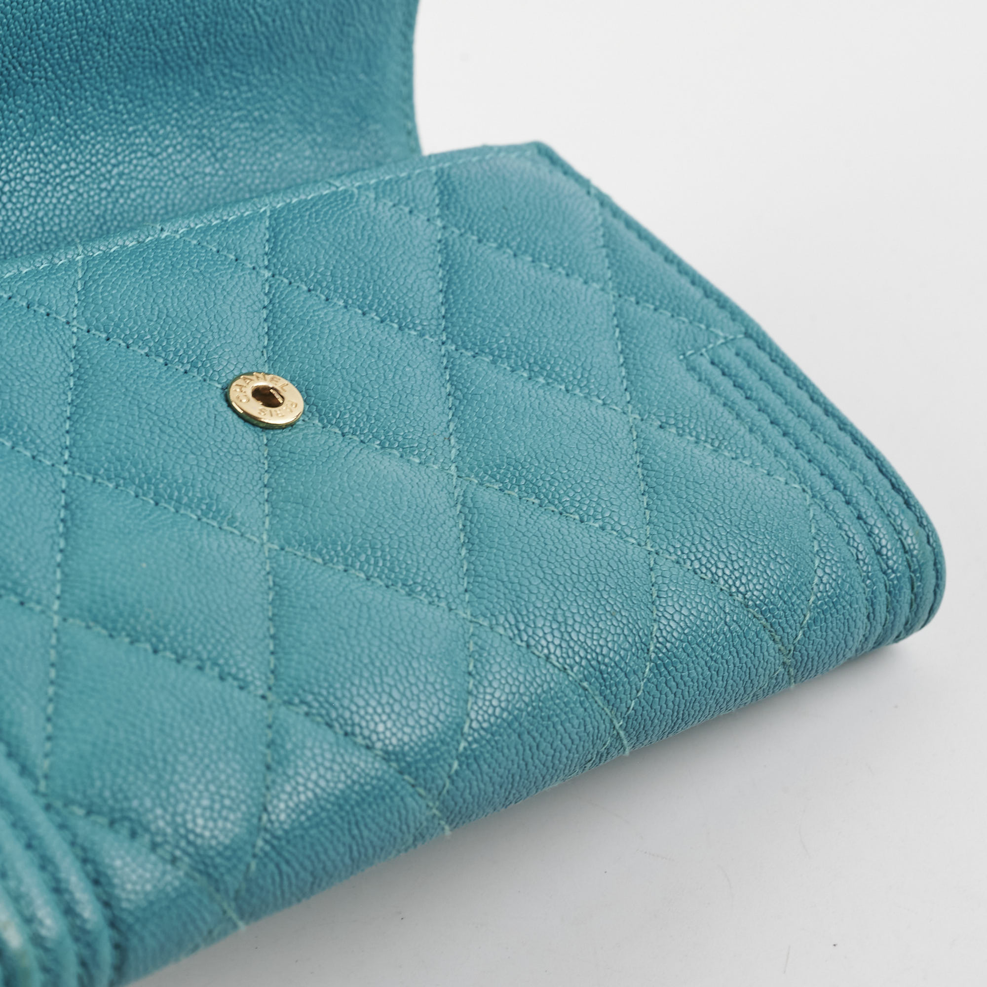 Chanel Boy Caviar Leather Turquoise Blue Medium Flap Bag 28cm - Luxury Designer Handbag for Women, Perfect for Parties, Dating & Special Occasions