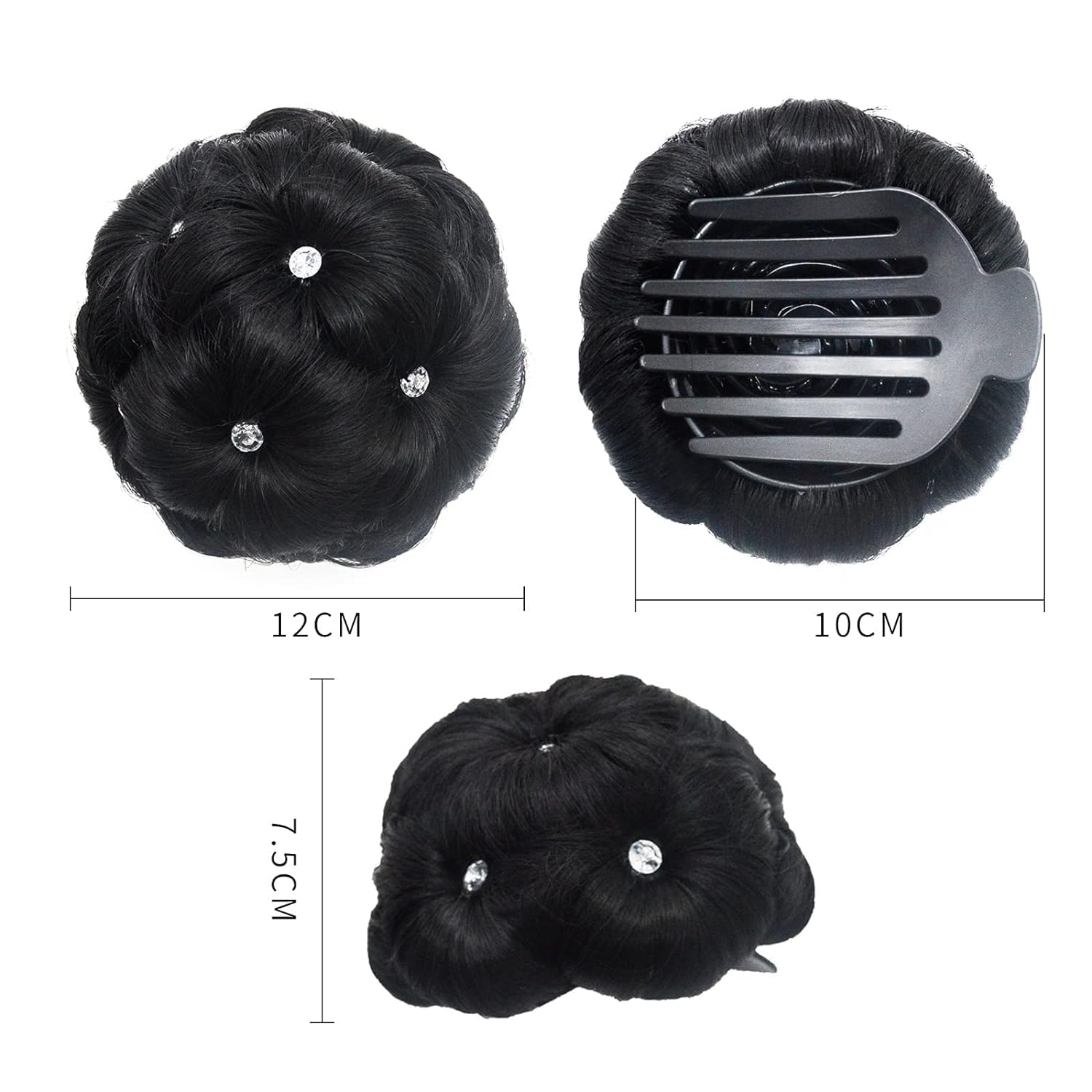 Stylish Women's Hair Bun Clip Extension - Artificial Fake Hair Donut Bun Maker for Women (Black) | Perfect for Updos, Ponytails & Special Occasions