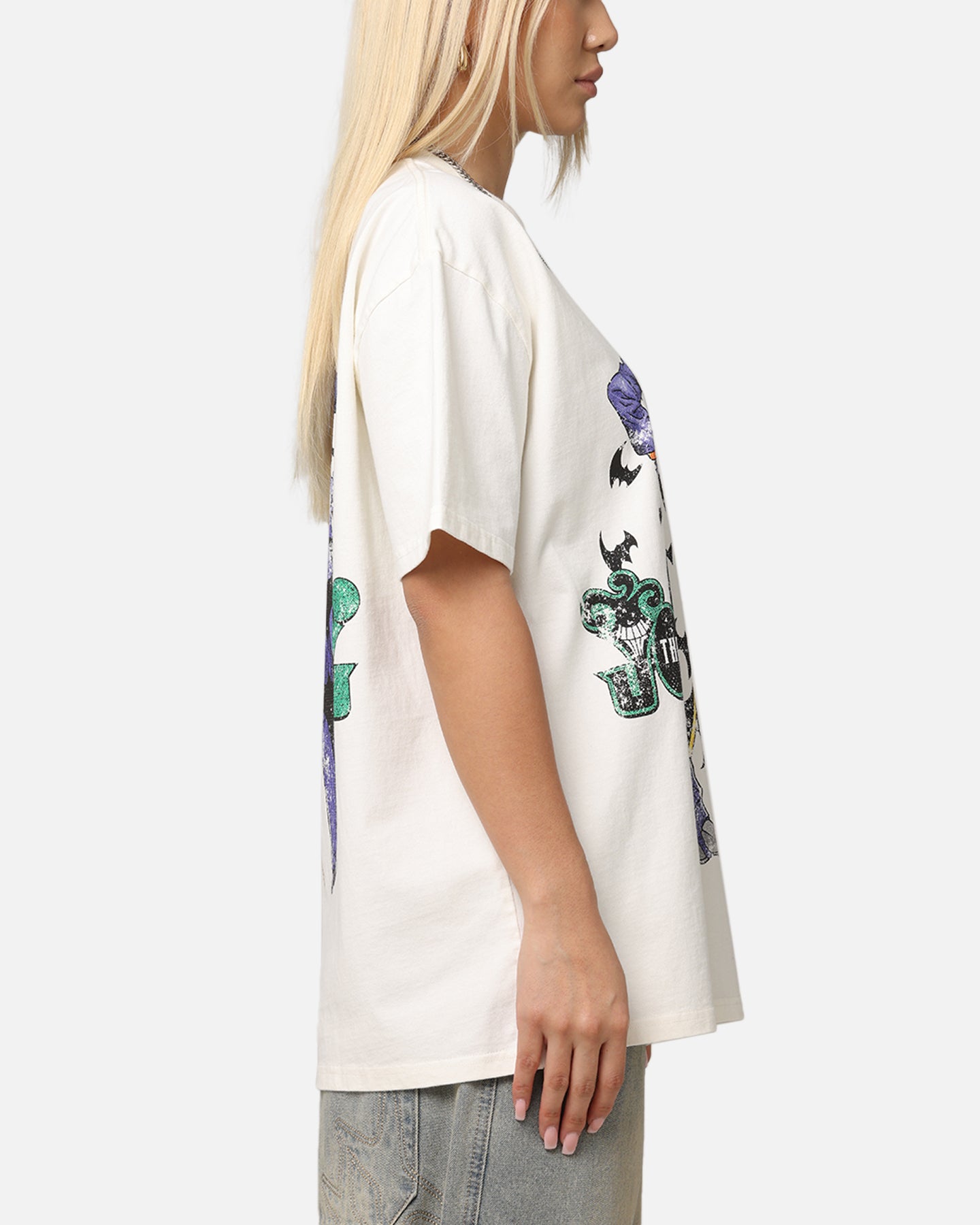 American Thrift DC Comics Batman The Joker Cane Graphic Heavy Cotton T-Shirt Off White - Casual Wear & Superhero Cosplay