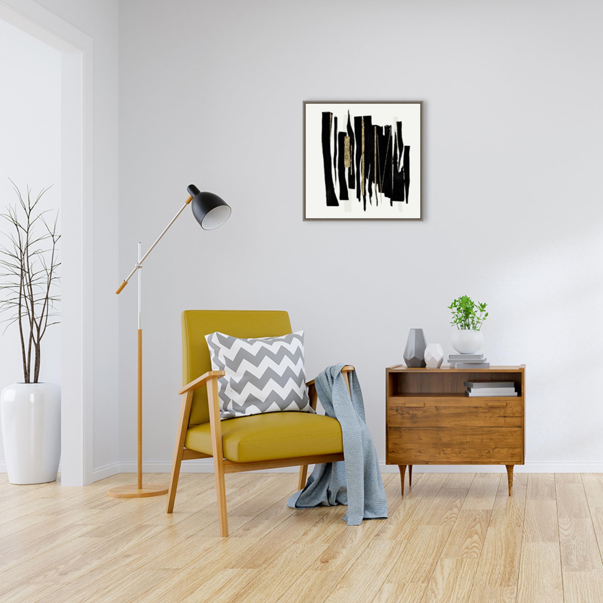 Amanti Art Framed Canvas Wall Art 22x22 - Ethereal Streaks Abstract Painting by PI Studio | Rustic Country Decor Framed Poster | Perfect for Living Room, Bedroom & Bathroom Decor | Modern Home & Office Wall Art