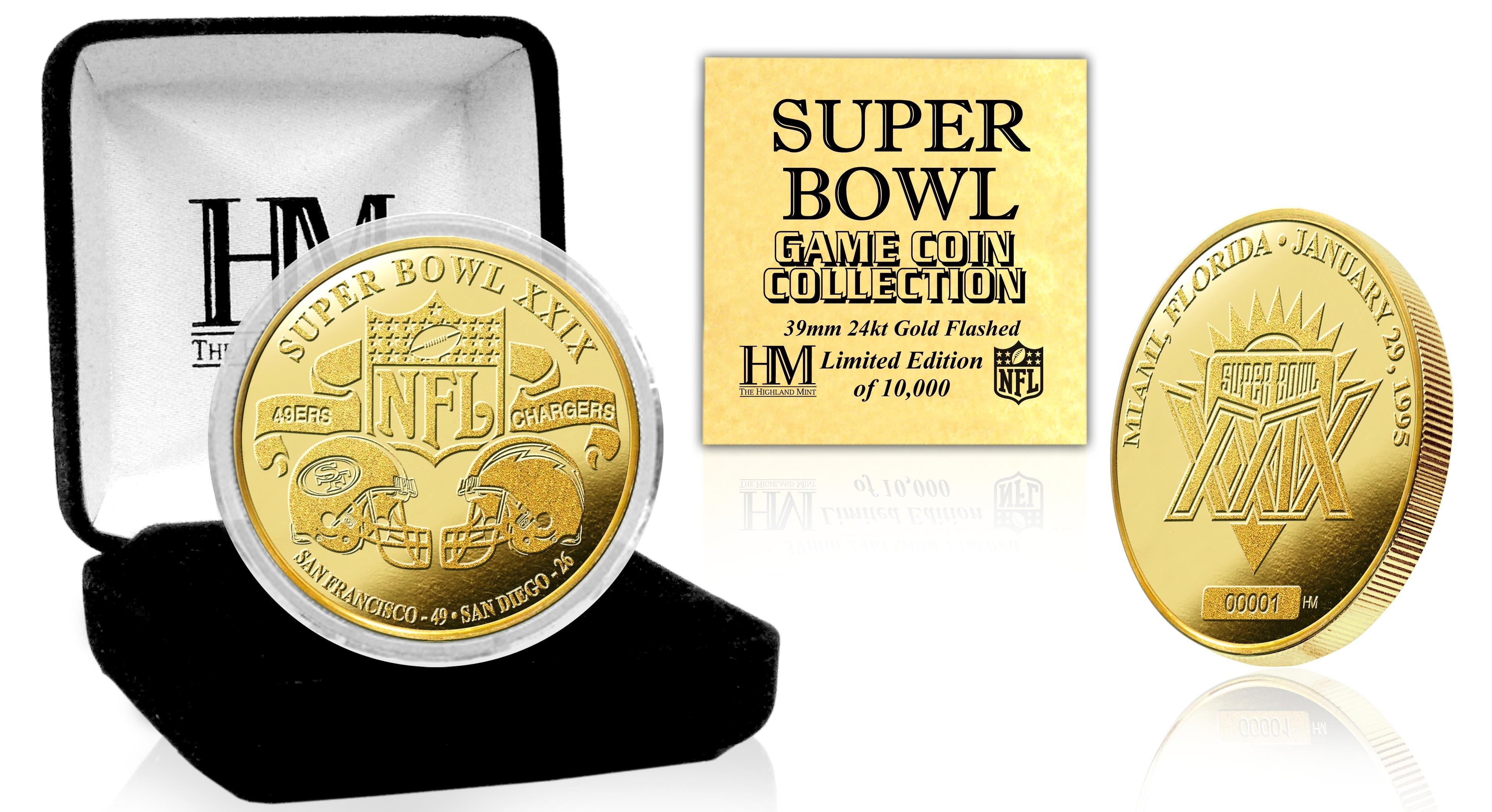 Super Bowl XXIX 24K Gold Commemorative Flip Coin - Perfect for Football Collectors, Sports Memorabilia Fans & Game Day Decision Making