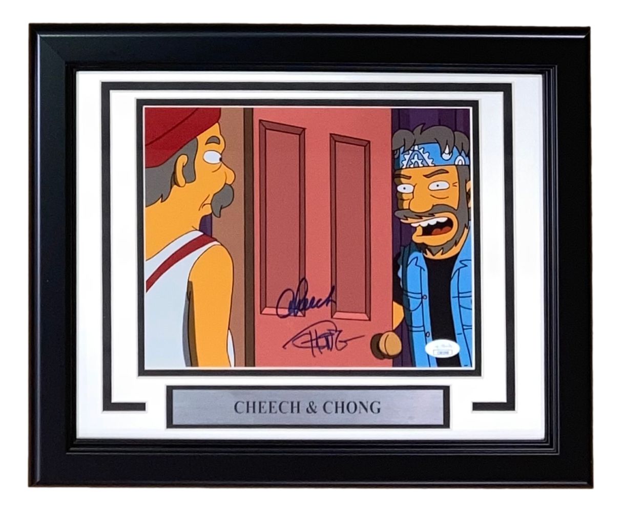 Cheech & Chong Signed Framed 8x10 The Simpsons Photo with JSA Certificate - Authentic Collectible Memorabilia for Fans & Home Decor