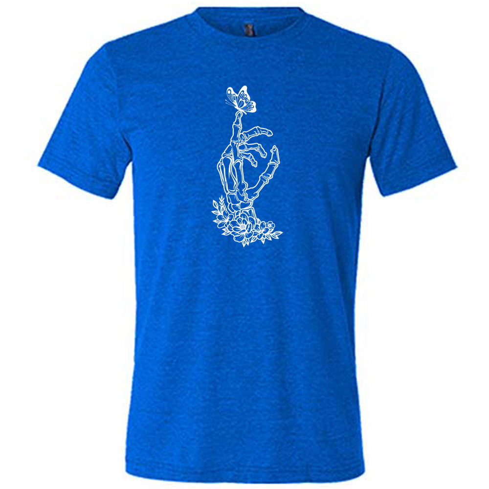 Skeleton Hand Butterfly Graphic T-Shirt for Men & Women | Gothic Style Unisex Tee for Halloween, Concerts & Casual Wear