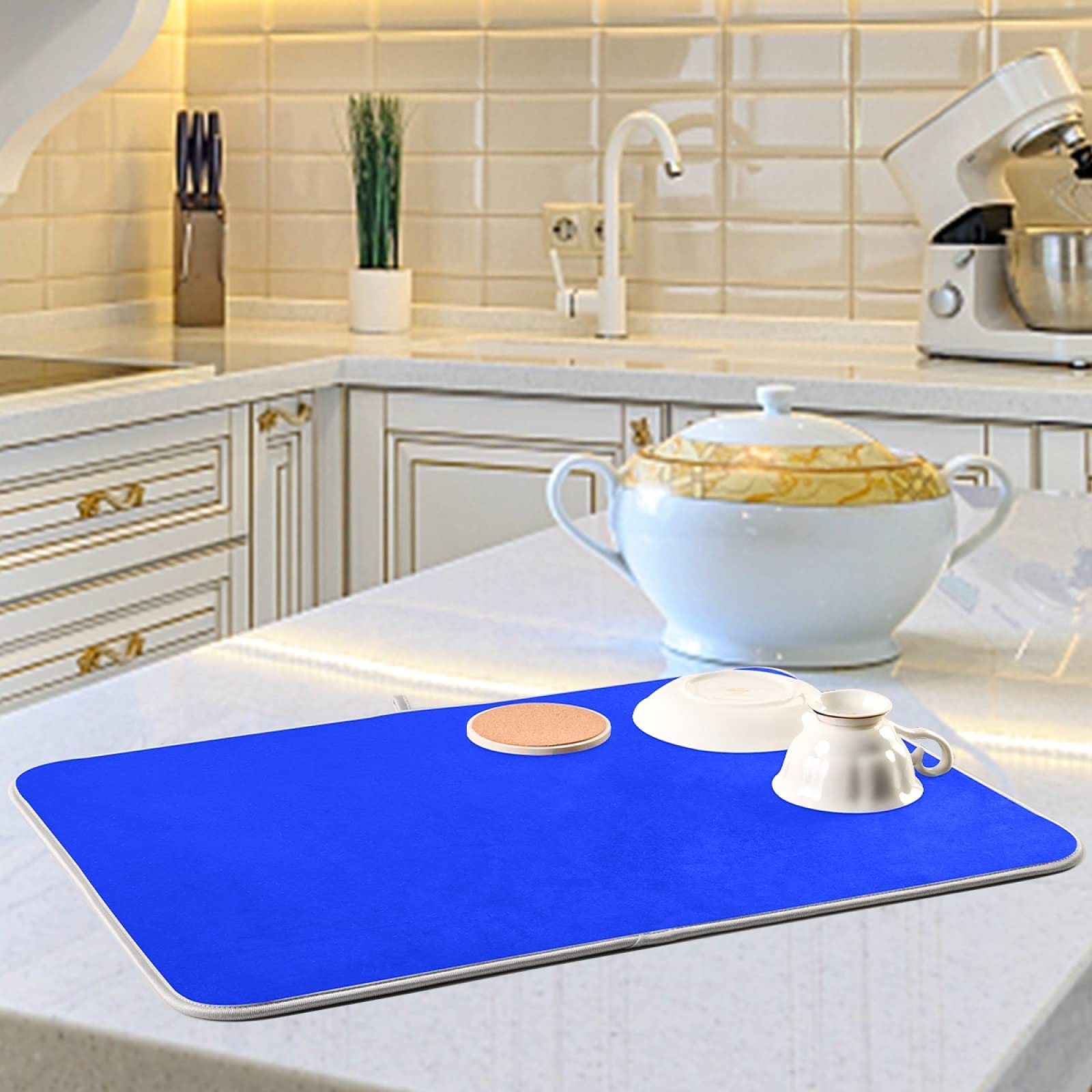 Premium Bright Blue Dish Drying Mat - 18