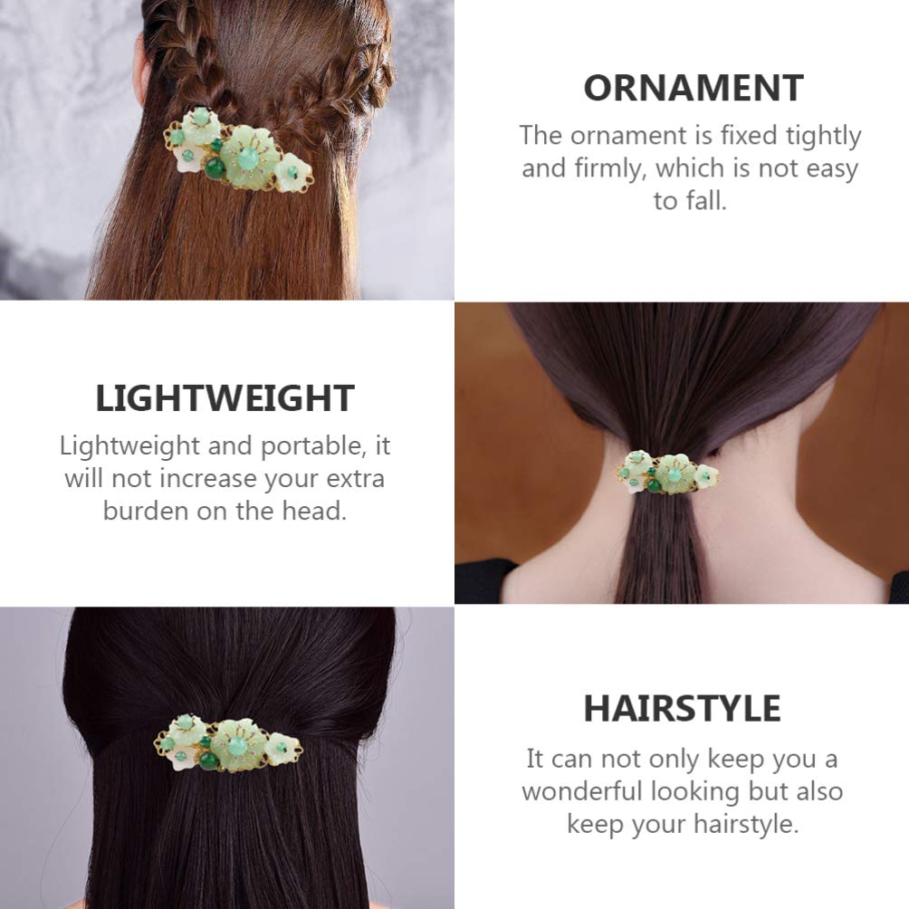 Beaupretty Green Jade Floral Hair Clip - Elegant Ponytail Clamp for Women, Wedding Hair Accessory & Gift - Perfect for Bridal, Prom, Party, and Everyday Wear