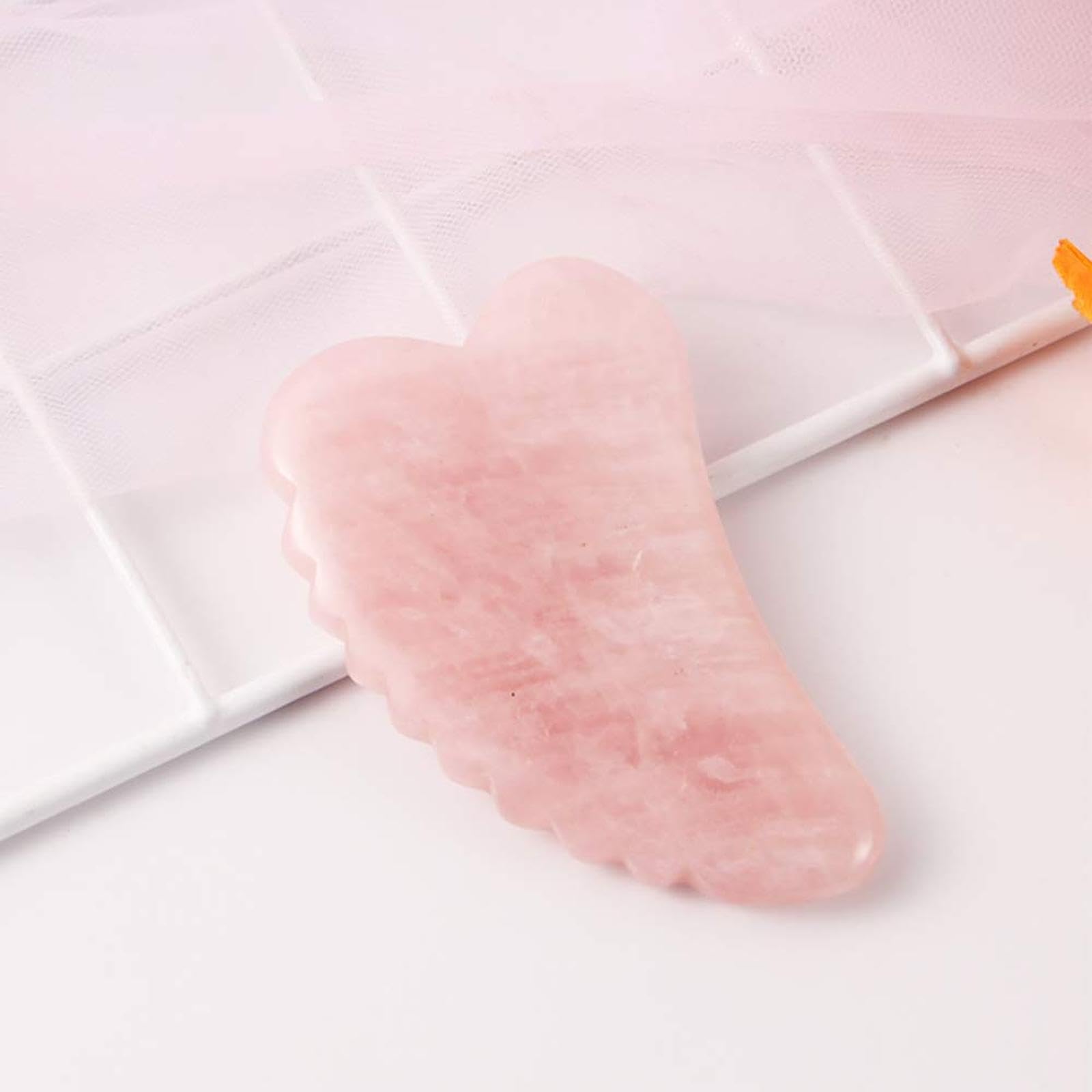 1 Pack Rose Quartz Gua Sha Facial Tool with Comb Edge - Heart Shape Massage Plate for Skincare, Lymphatic Drainage & Relaxation | Perfect for Home Spa, Self-Care & Beauty Routine