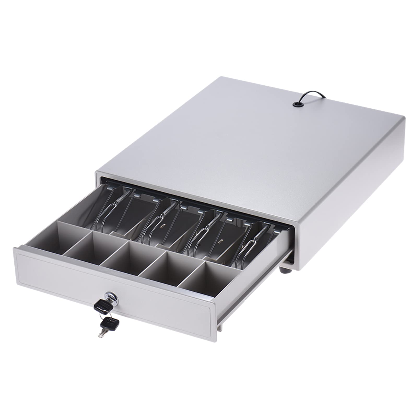 Heavy Duty Electronic Cash Drawer with 4 Bill & 5 Coin Trays - Manual Push/Key Lock RJ11 for Epson Star POS Printers | Secure Money Storage for Retail Stores, Restaurants & Small Businesses