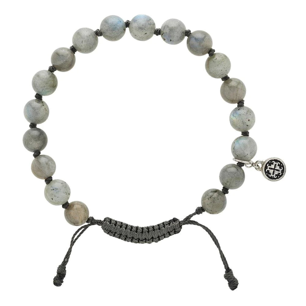 Natural Labradorite Stone Men's Bracelet – Handmade Mala Beads for Meditation & Energy Healing | Perfect Spiritual Gift for Yoga & Mindfulness