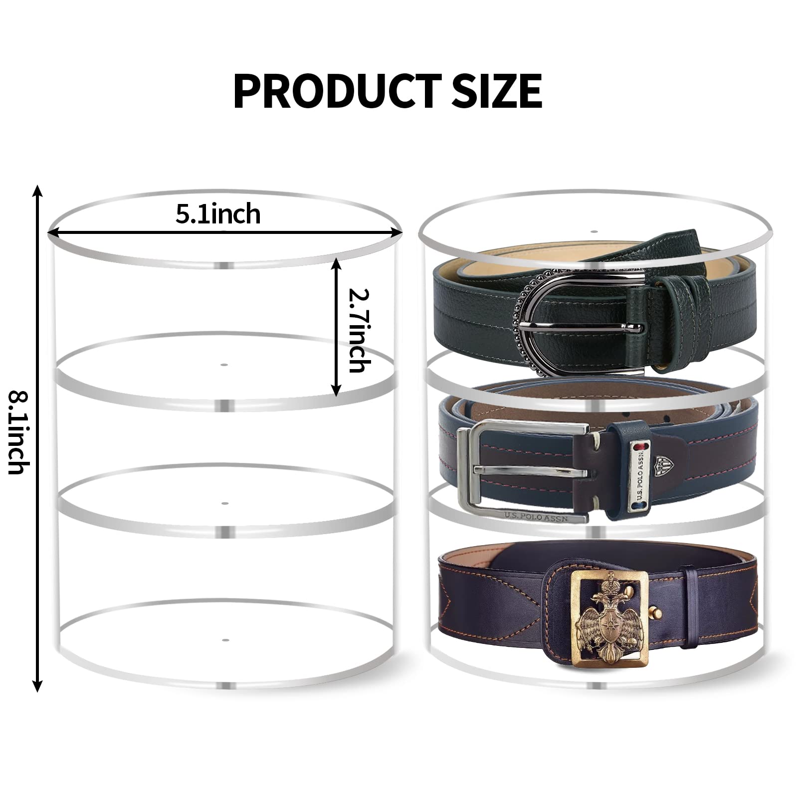 Acrylic 6-Layer Belt Organizer & Display Case - Perfect for Watches, Sunglasses, Jewelry, Bracelets, Rings & Makeup Storage | Compact 3-Tier Design for Closet, Dresser & Travel Organization