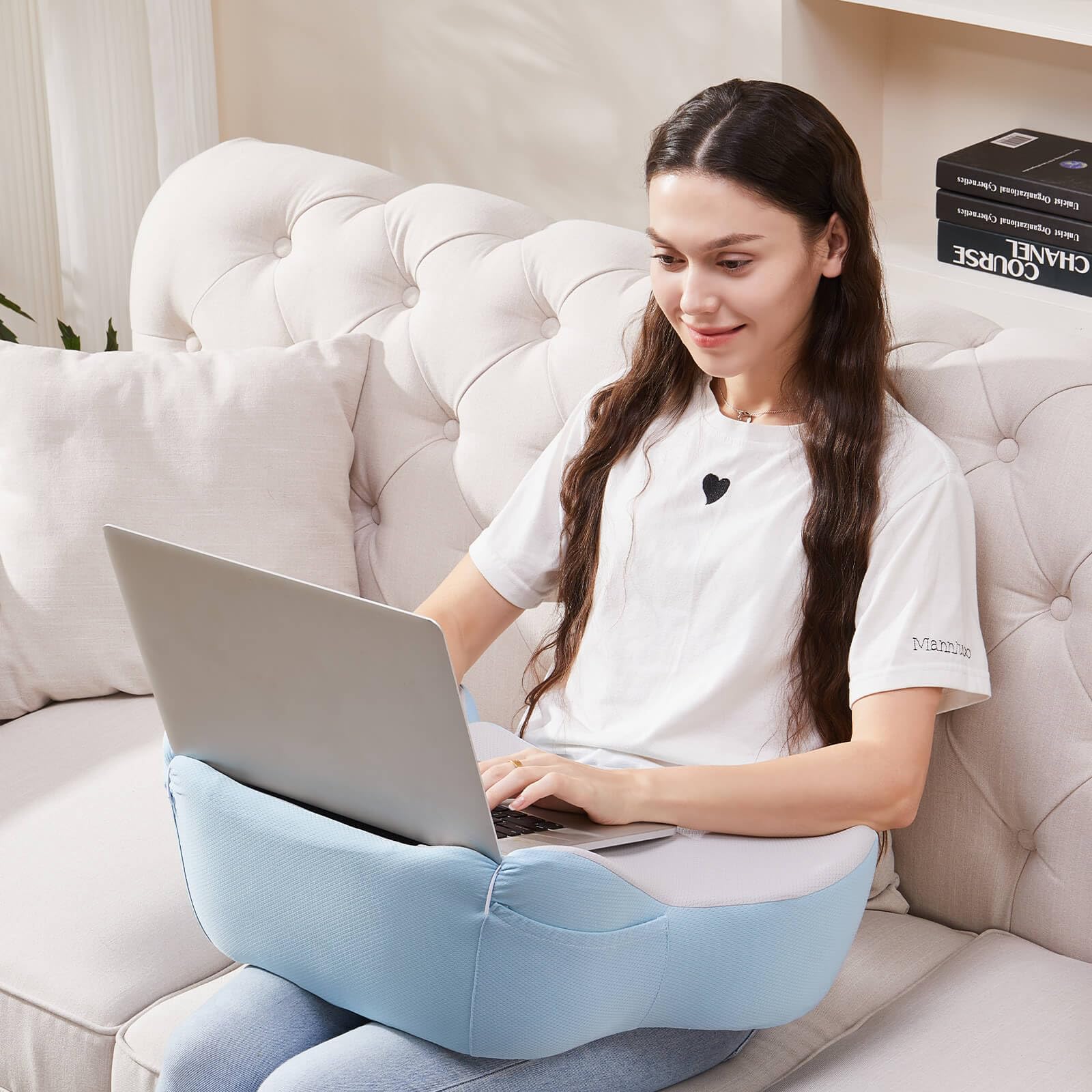 Ergonomic Lap Desk for Laptop with Soft Cushion - Portable Laptop Stand for Bed, Sofa & Travel - Adjustable Computer Workstation for Home Office, Dorm & Coffee Shop Use
