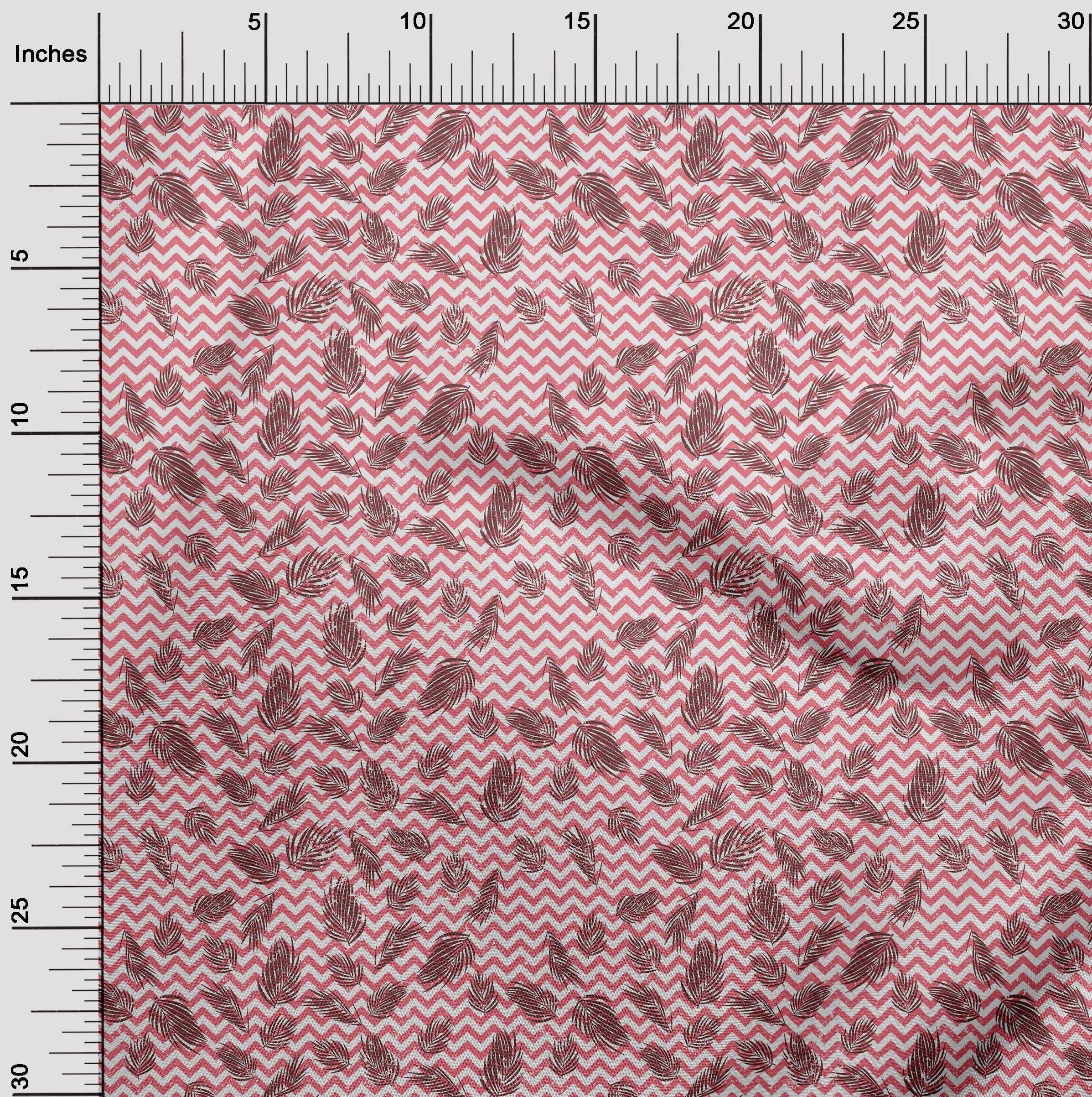oneOone Polyester Spandex Rose Pink Chevron Print Fabric - 56 Inch Wide Dress Material for DIY Clothing, Home Decor & Craft Projects | Soft Stretchy Leaf Pattern Fabric by The Yard