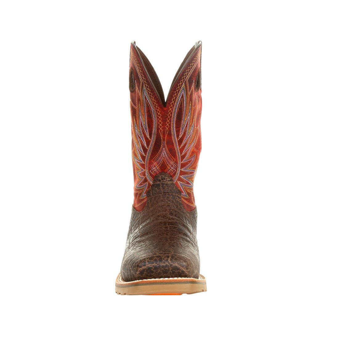 Maverick Pro Steel Toe Waterproof Western Work Boots for Men - Safari Elephant & Crimson - Durable Safety Boots for Construction, Ranch Work & Outdoor Activities
