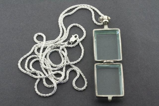 Elegant Rectangular Glass Locket Pendant with 70cm Wheat Chain - Perfect for Valentine's Gifts, Anniversary Presents & Everyday Jewelry