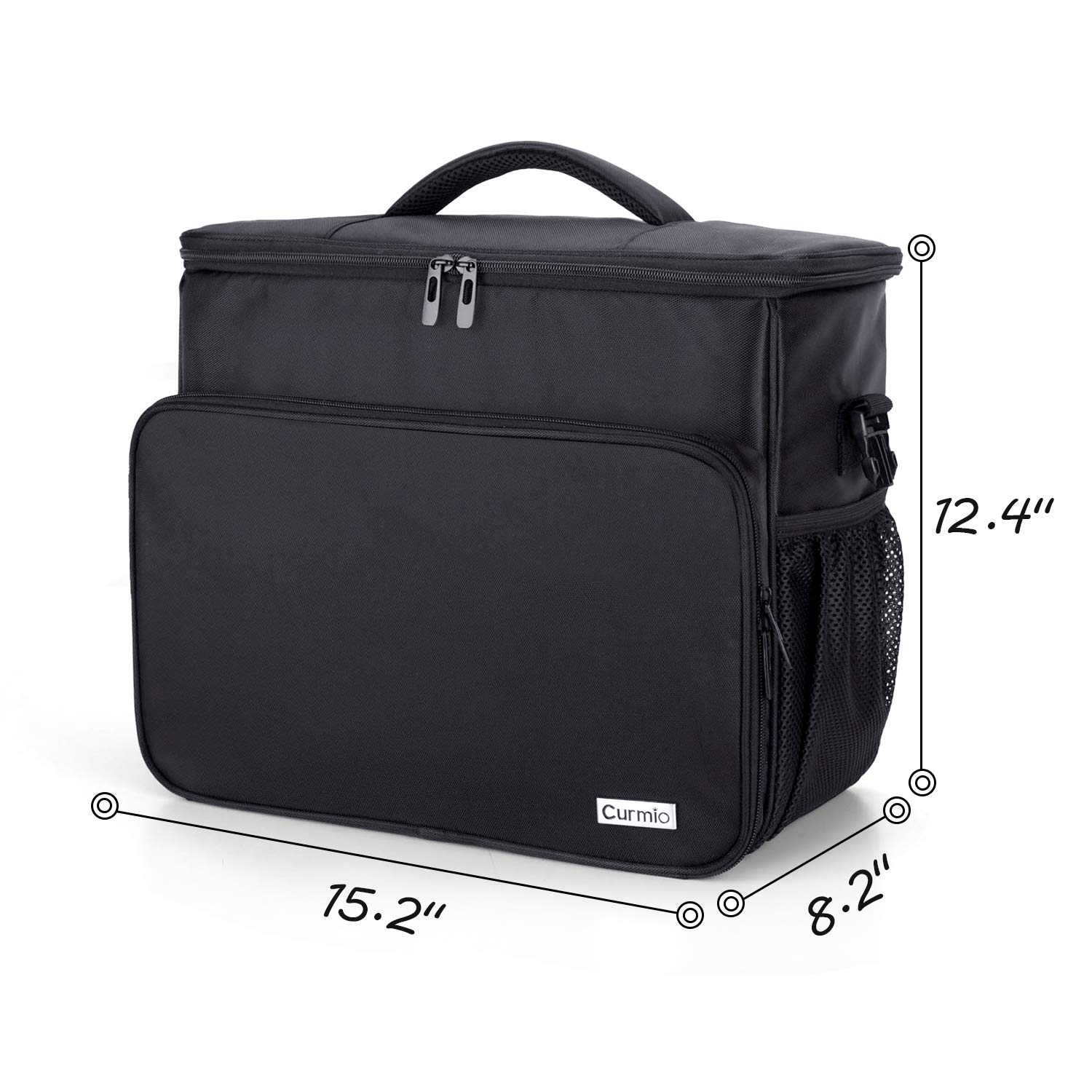 CURMIO Tactical Patrol Bag for Law Enforcement - Durable Car & Truck Seat Organizer with Padded Laptop Sleeve - Patent Design Black - Perfect for Police Gear Storage & Vehicle Organization