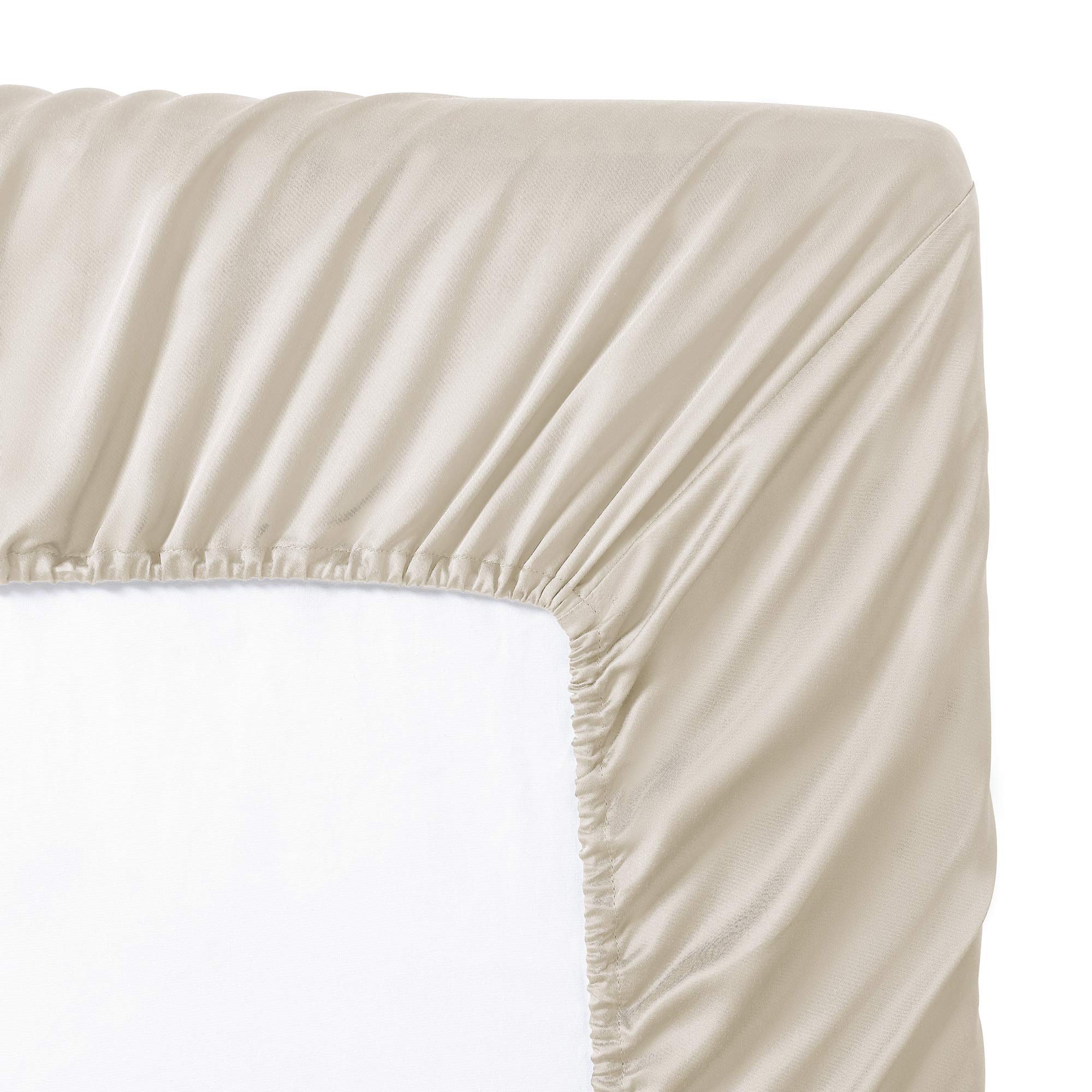 Valeron 100% Tencel Modal Sateen Woven King Sheet Set - Luxuriously Soft, Breathable & Cooling Beech Tree Fiber Bedding - Ivory - Perfect for Hot Sleepers & All-Season Comfort