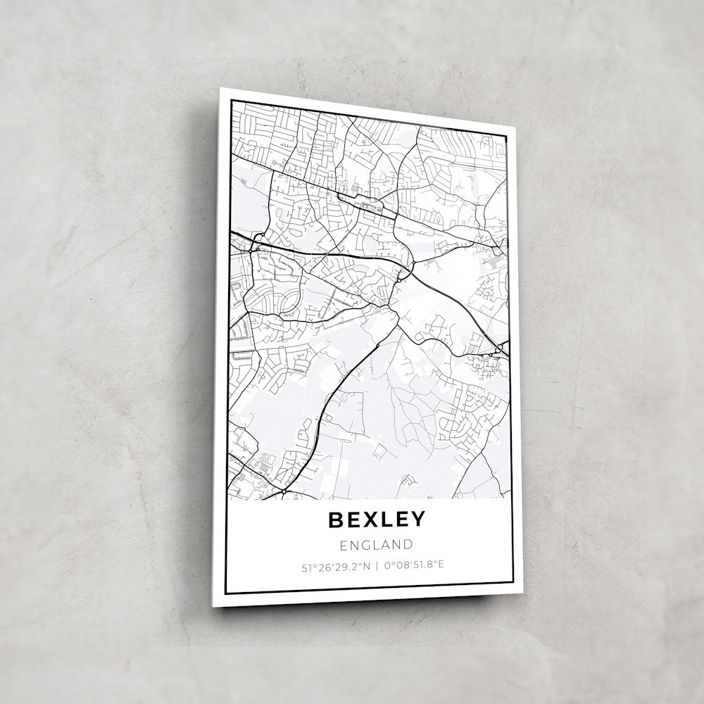 Bexley Map Glass Wall Art - Vintage Style Decorative Glass Panel for Home & Office Decor - Perfect for Living Room, Bedroom, or Office Wall Display