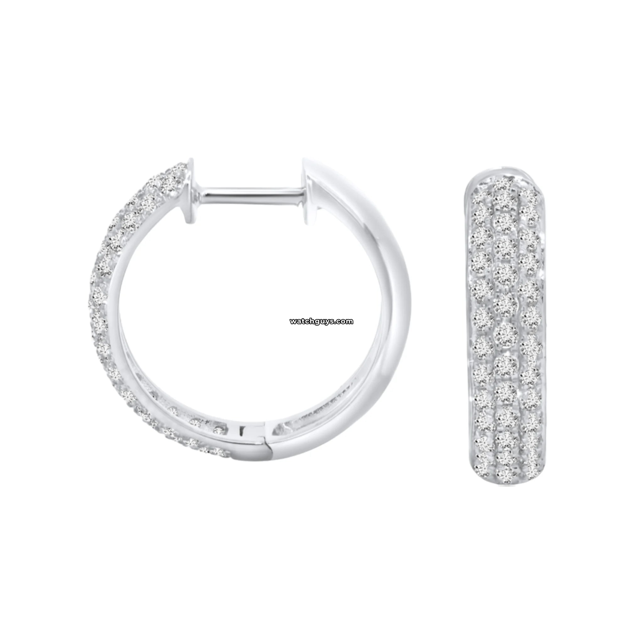 18k White Gold Pave Diamond Huggie Earrings for Women – Perfect for Everyday Wear, Parties & Special Occasions