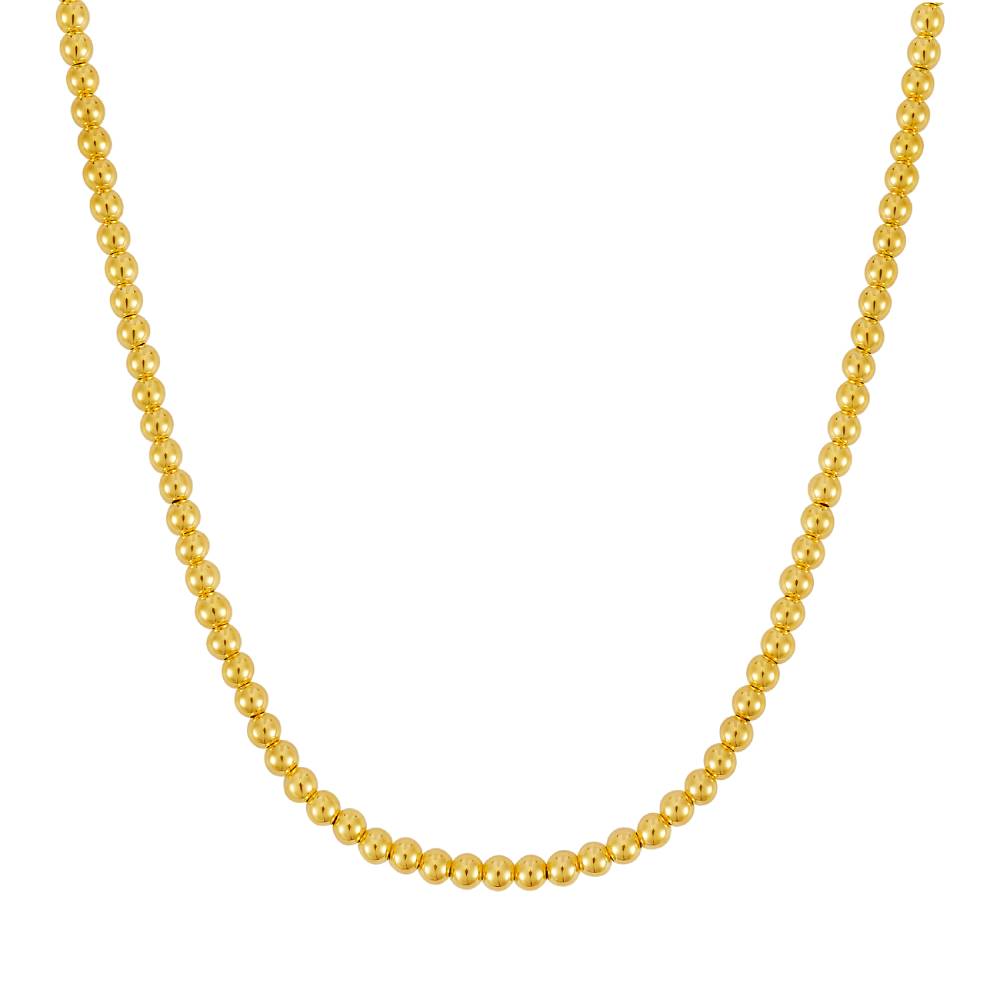 14K Yellow Gold 16-18 Inch Polished Bead Necklace for Women - Elegant Layering Jewelry for Everyday Wear & Special Occasions