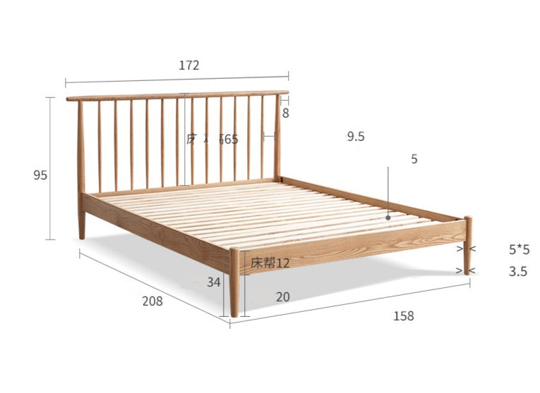 Solid Oak & Beech Wood Windsor Bed - Handcrafted Classic Wooden Bed Frame for Bedroom - Perfect for Master Bedroom, Guest Room & Cozy Farmhouse Style
