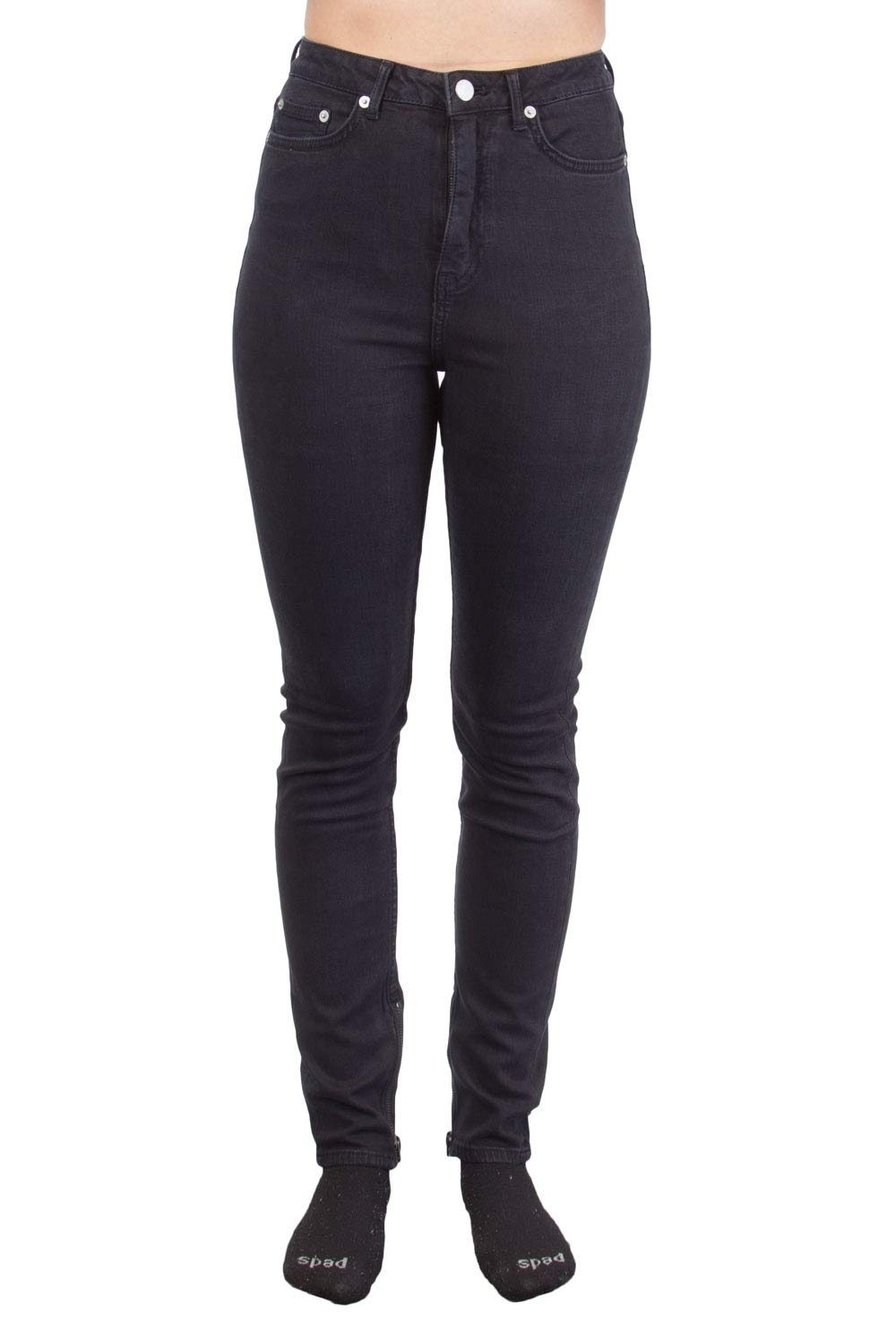 Women's High Rise Ankle Zip Skinny Jeans - Black Stretch Denim Pants for Casual Wear & Night Out