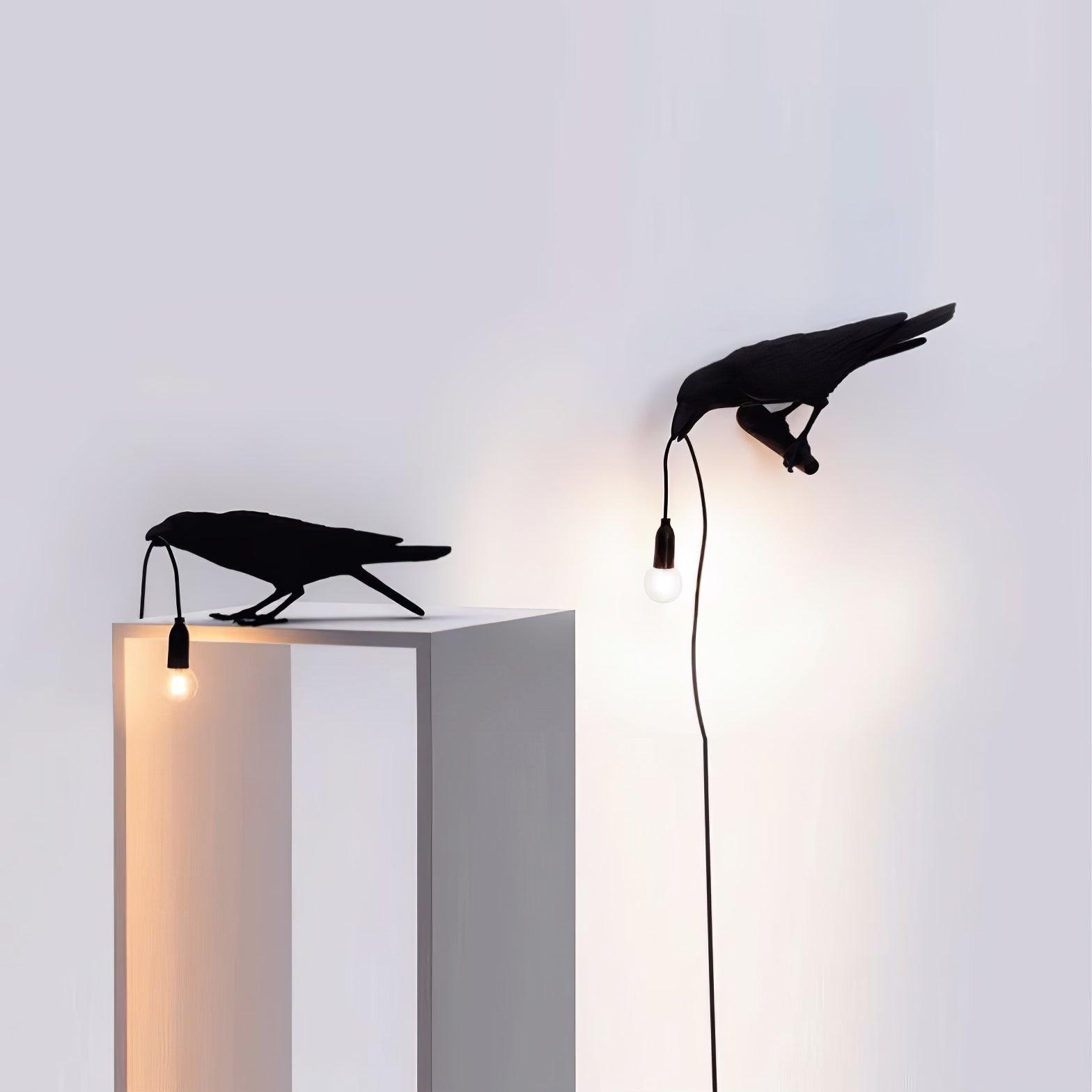 Raven Resin Table Lamp - Modern Gothic Home Decor for Bedroom, Living Room, Office - Handcrafted Night Light with Adjustable Brightness for Reading & Relaxation