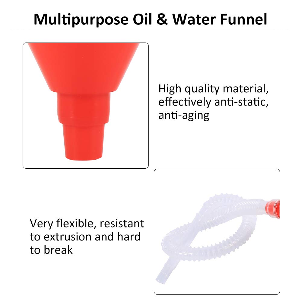 Keenso 8cm Wide Mouth Funnel - Universal Plastic Filling Funnel with Long Flexible Spout for Automotive Fluids (Gasoline, Coolant, Transmission & Engine Oil) - 2 Pack - Perfect for Car Maintenance, DIY Projects & Home Use
