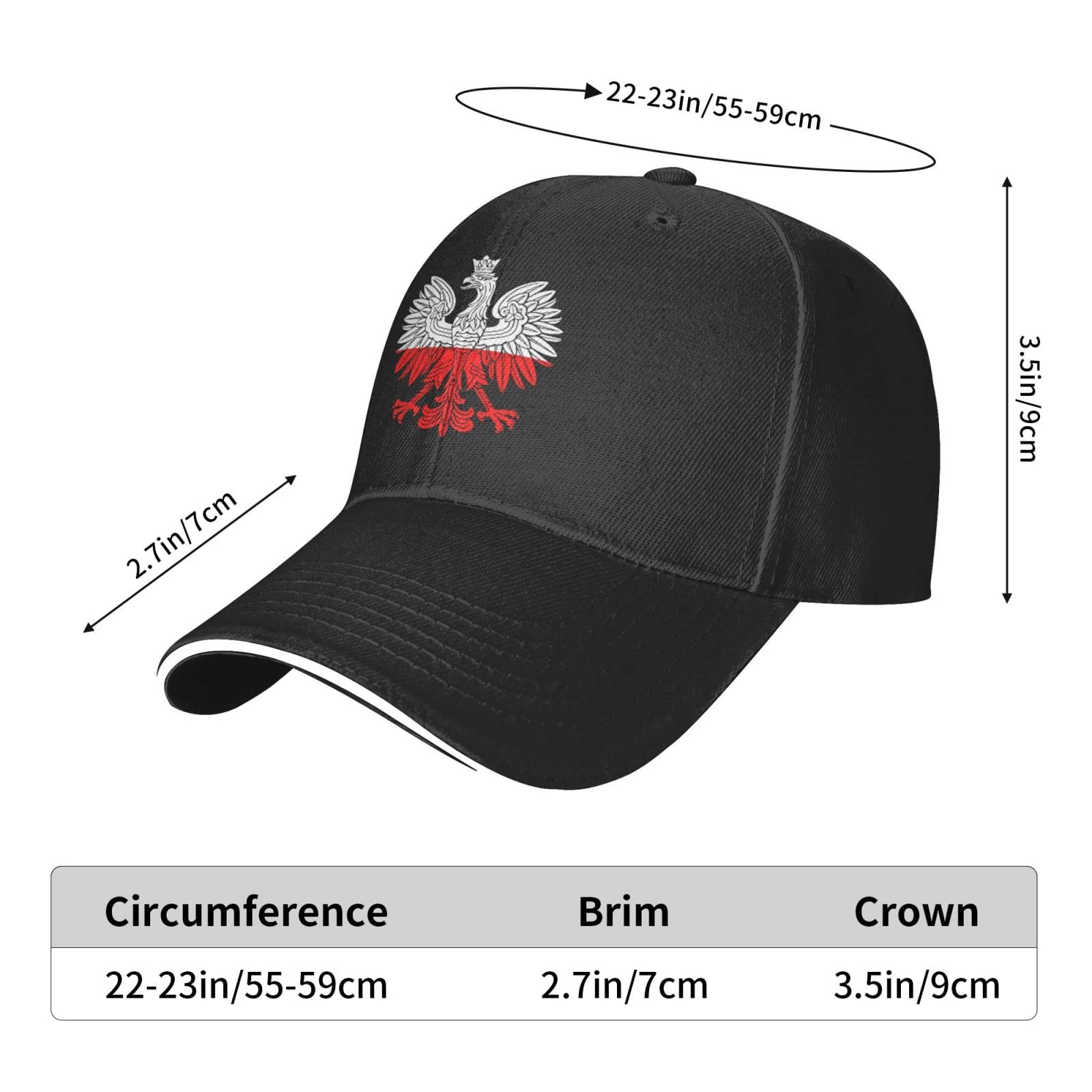Polish Eagle Polska Baseball Golf Cap - Adjustable Black Trucker Hat for Men & Women - Perfect for Outdoor, Golf, Baseball & Casual Wear