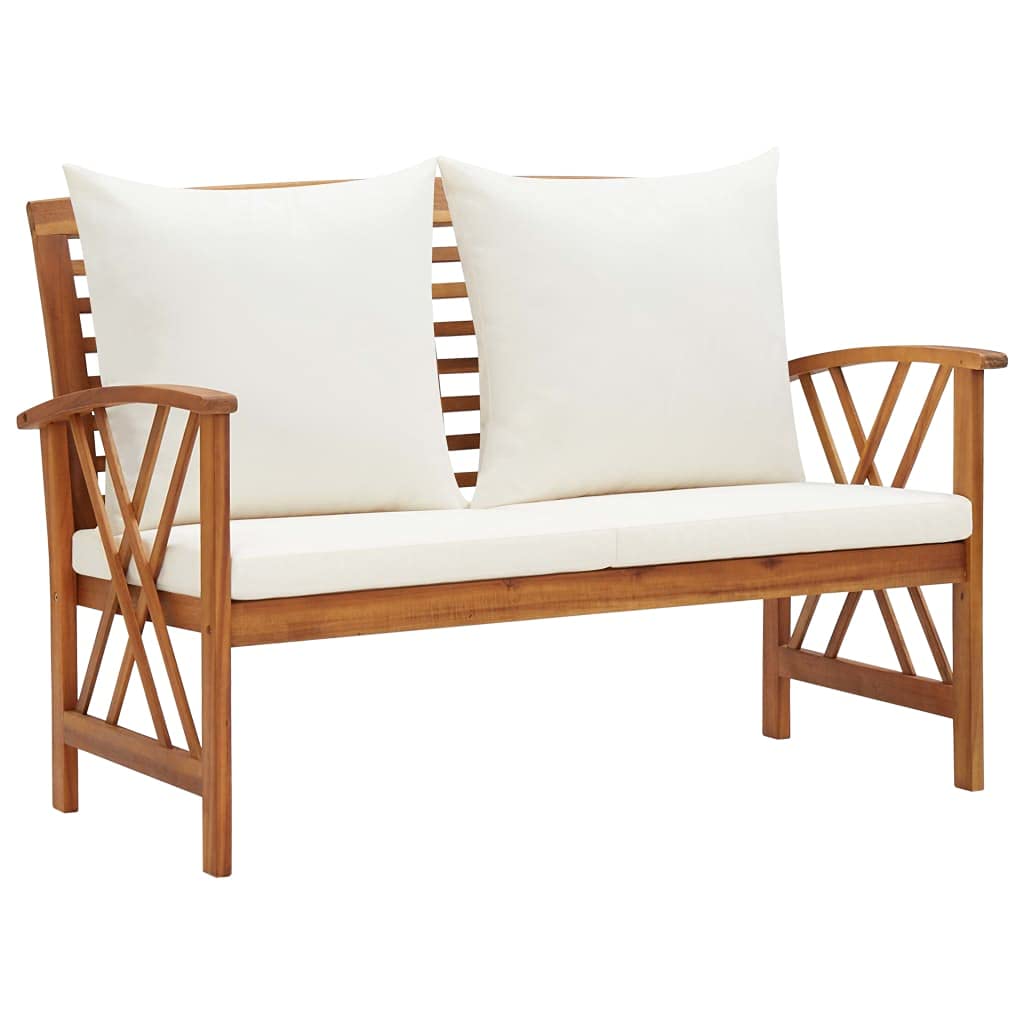 vidaXL 5-Piece Patio Furniture Set - Wooden Bench Seat with Coffee Table, Acacia Wood Dining Set for Garden, Balcony, Porch | Modern Outdoor Furniture for Relaxing & Entertaining