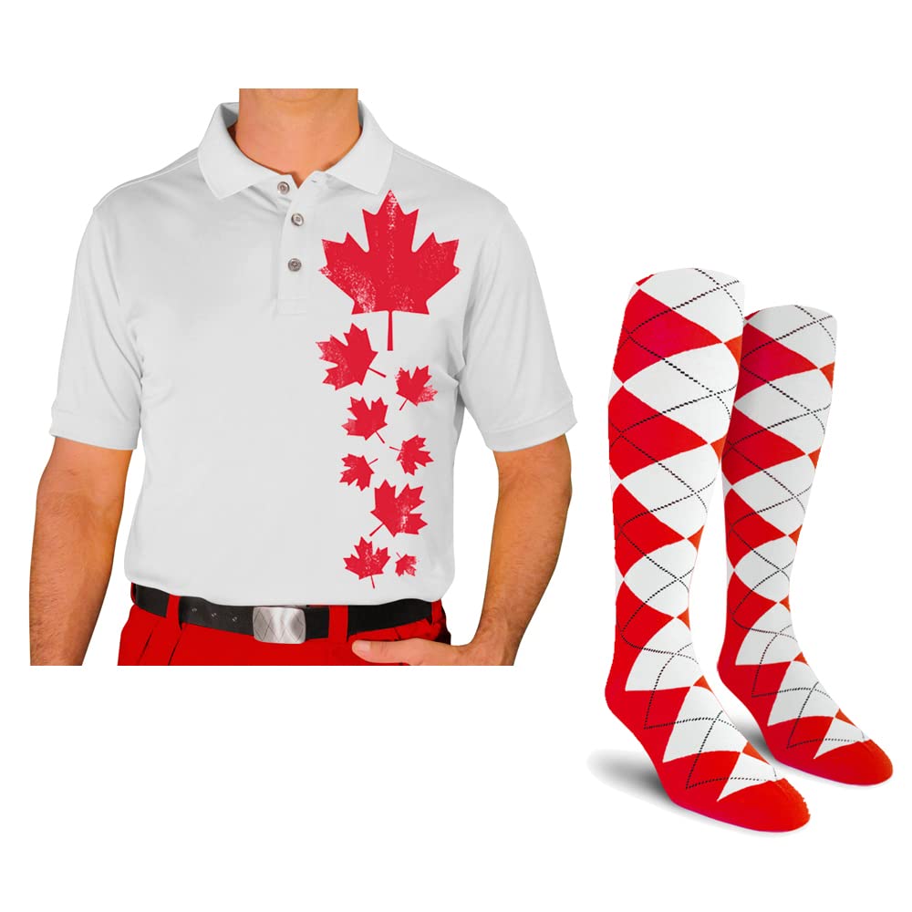 Men's Homeland Golf Shirt with Socks - Breathable Polo Shirt & Comfortable Socks Set for Golfing, Casual Wear & Outdoor Activities