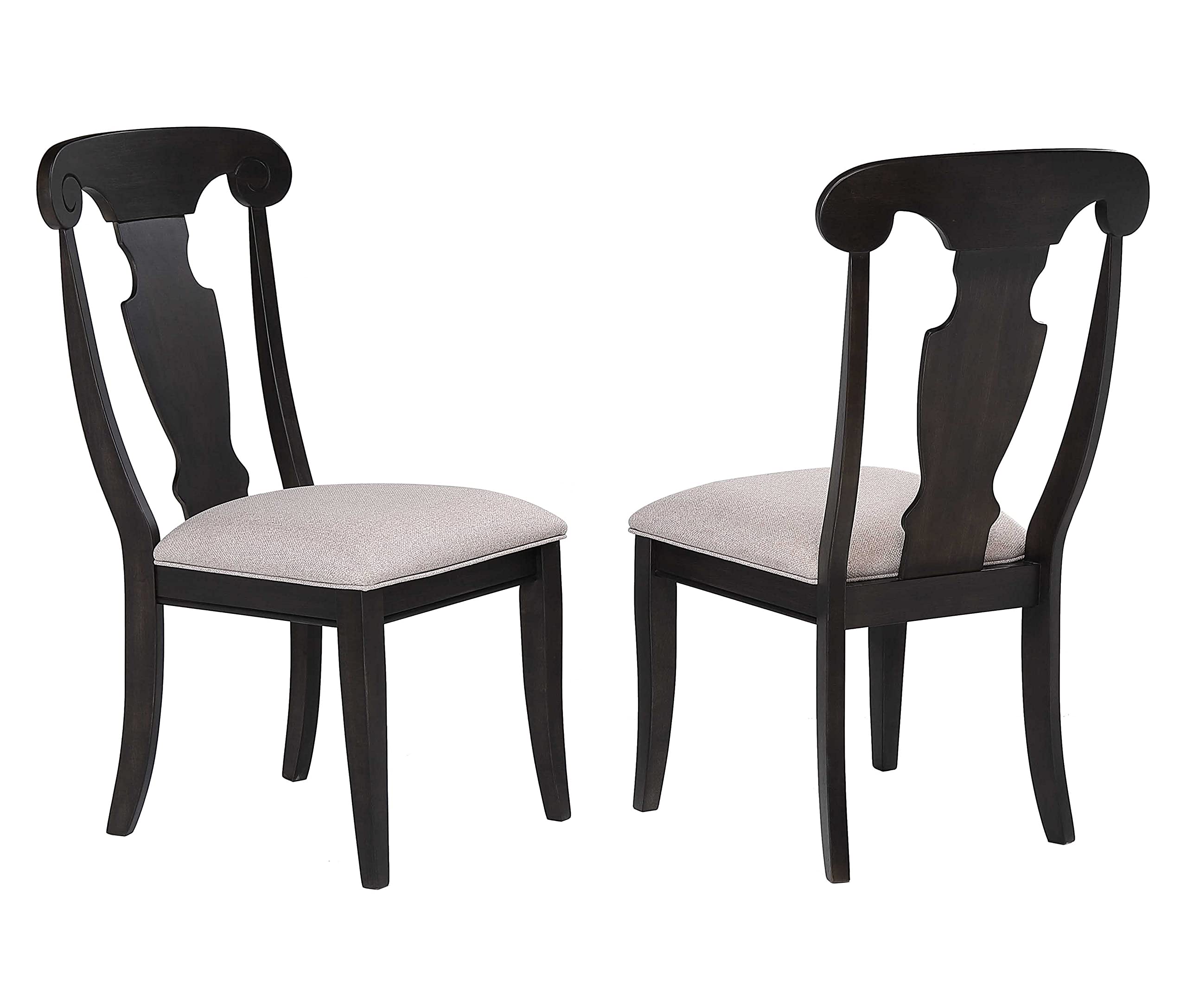 Kings Brand Furniture - Kearny Upholstered Black Wood Dining Room Side Chairs, Set of 2 - Modern Kitchen & Dining Room Chairs for Home, Restaurant, Office