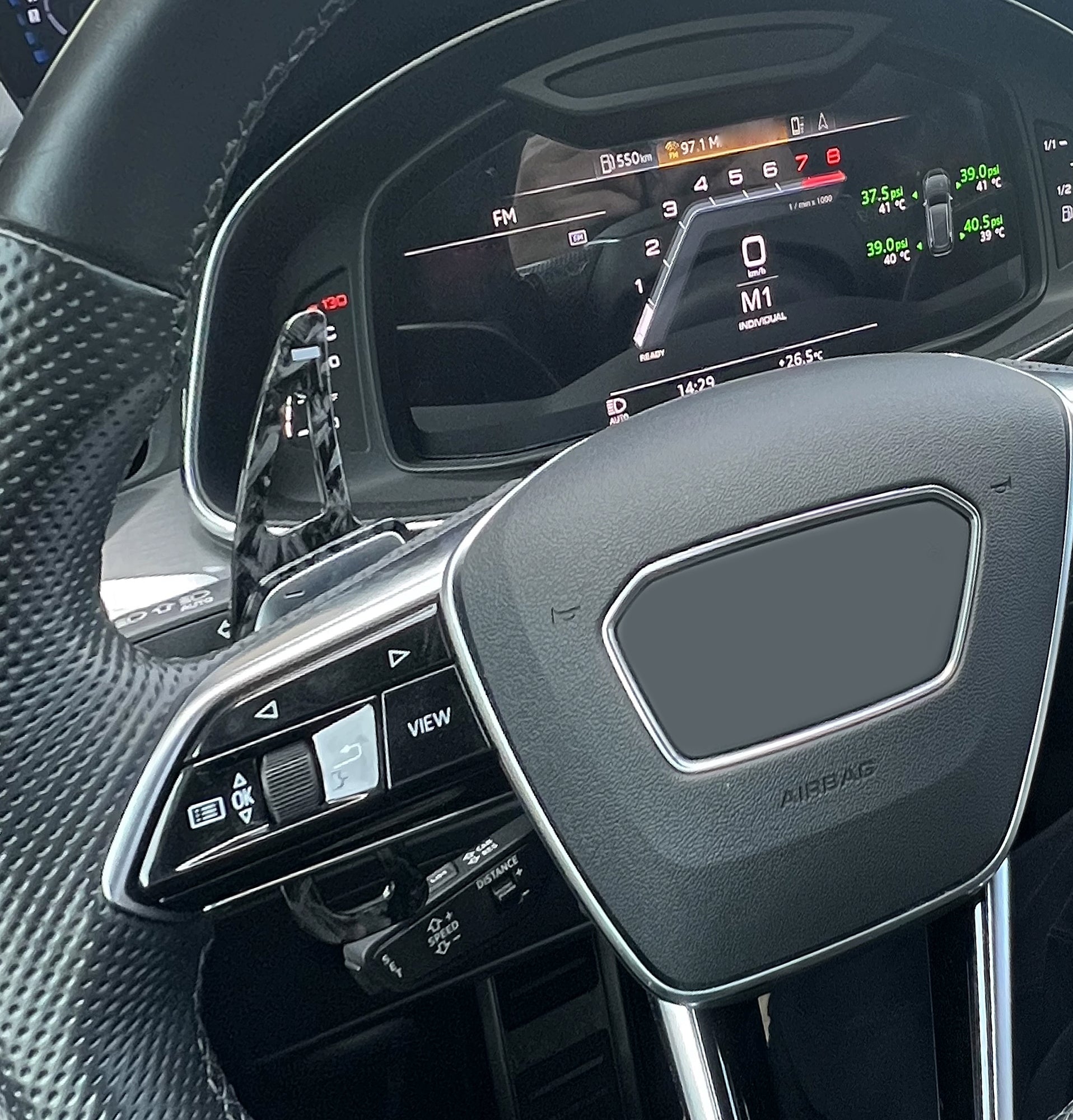 Premium Forged Carbon Fiber Steering Wheel Paddle Shifters for Audi A3 A4 A5 A7 Q5 Q7 - Upgrade Your Driving Experience with Sporty Gear Shifting (Perfect for Racing & Performance Driving)