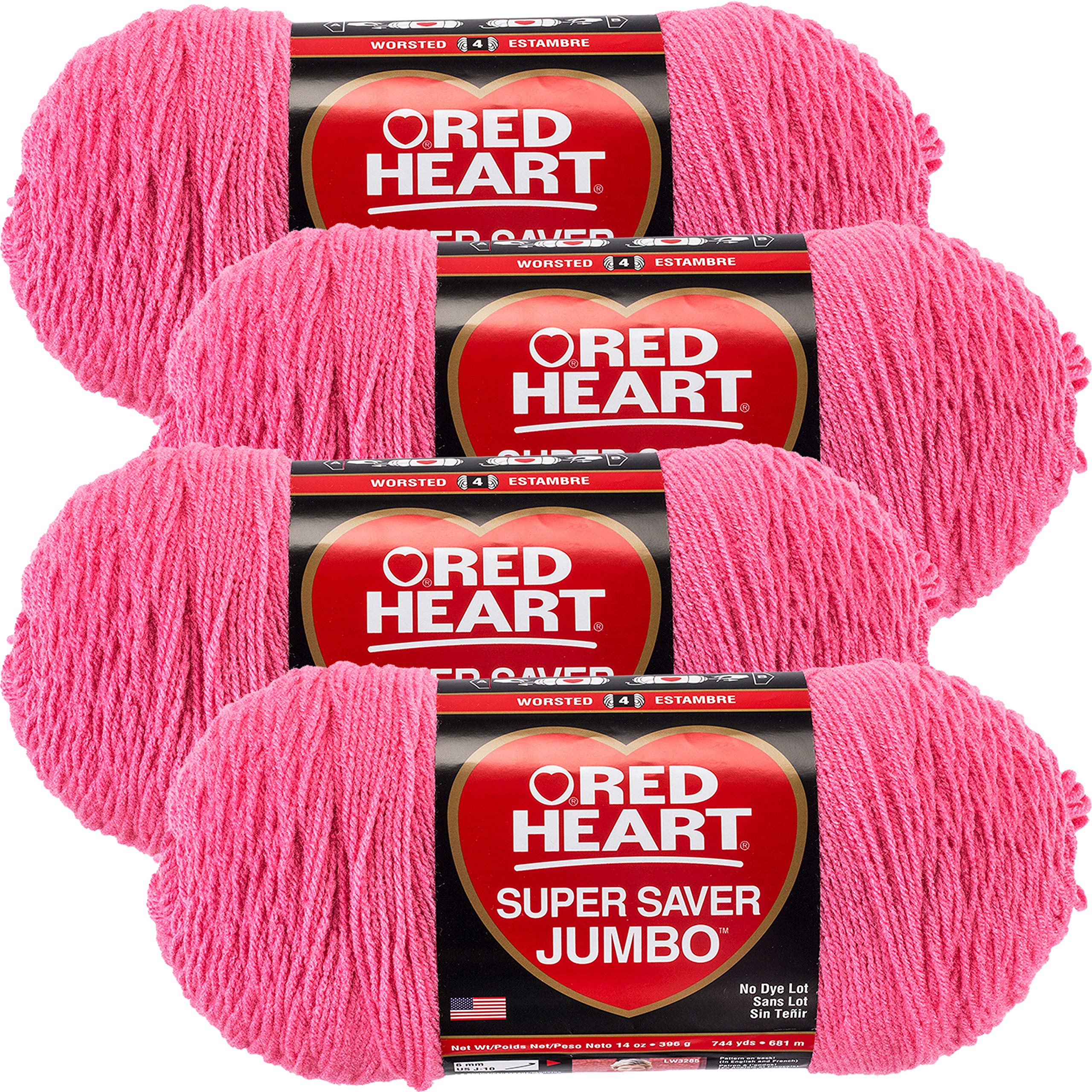 ODDITIES YARN SUPER SAVER JUMBO 30858004 - 4-Pack Soft Pink Yarn for Knitting & Crocheting - Perfect for Blankets, Scarves, and DIY Crafts