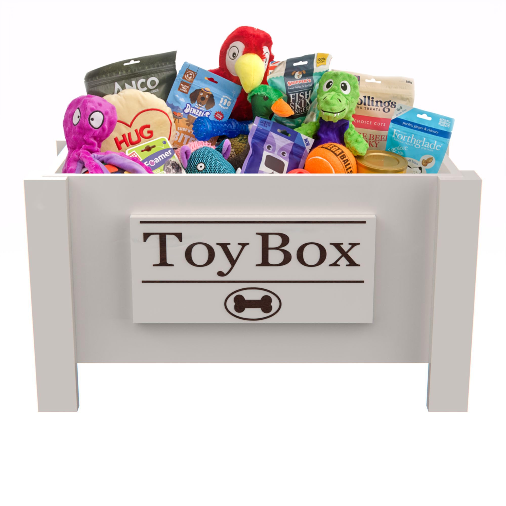 Personalized Dog Toy Storage Box - Durable Dark Walnut Organizer for Dog Treats, Toys, Leashes & Food | Perfect for Pet Lovers & Home Organization