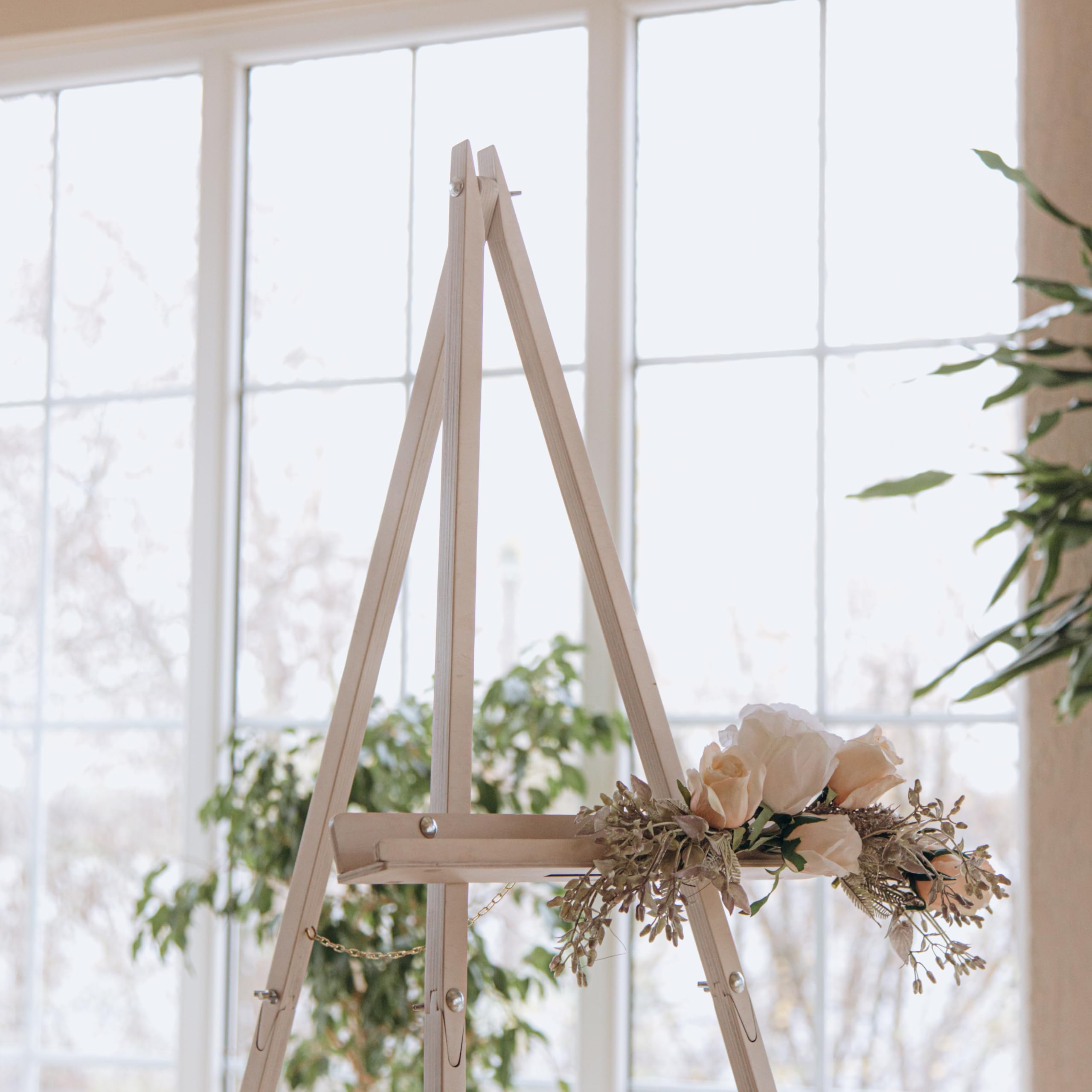 Rustic Wooden Easel Stand - Heavy Duty Picture Display Easel for Art, Photos & Wedding Decor - Perfect for Home, Gallery & Event Displays