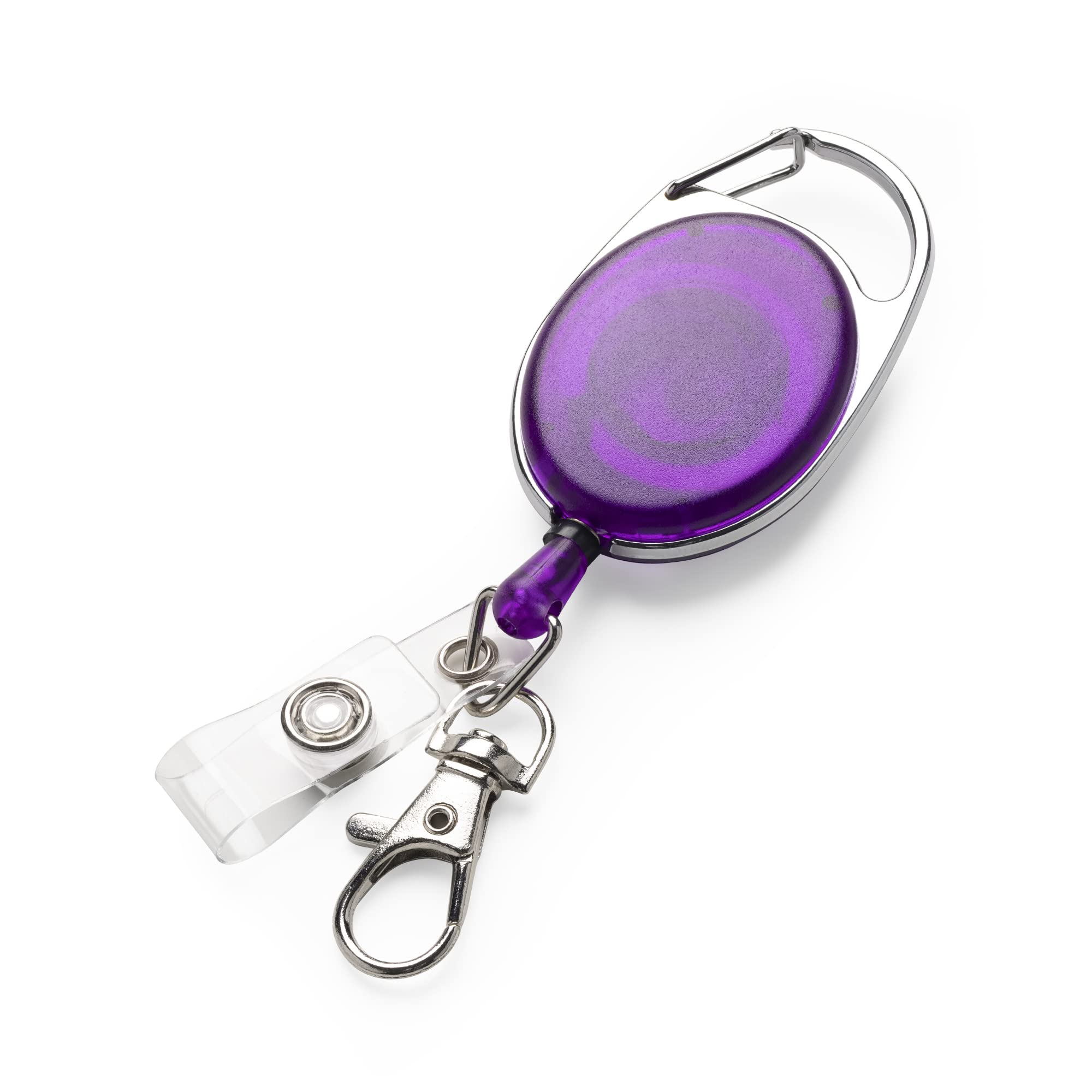 kwmobile Retractable ID Badge Holder with Metal Carabiner - Extendable Yo-Yo Lanyard for ID Cards & Passes - Violet Purple - Perfect for Office, School, Events & Security Access