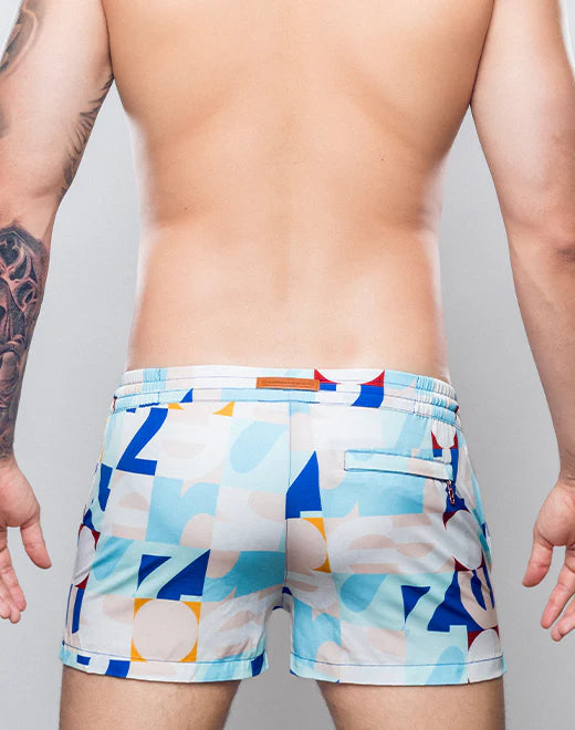 2eros Insignia 3 Swim Shorts for Men - Quick Dry Blue Swim Trunks with UPF Protection - Perfect for Beach, Pool & Summer Vacations
